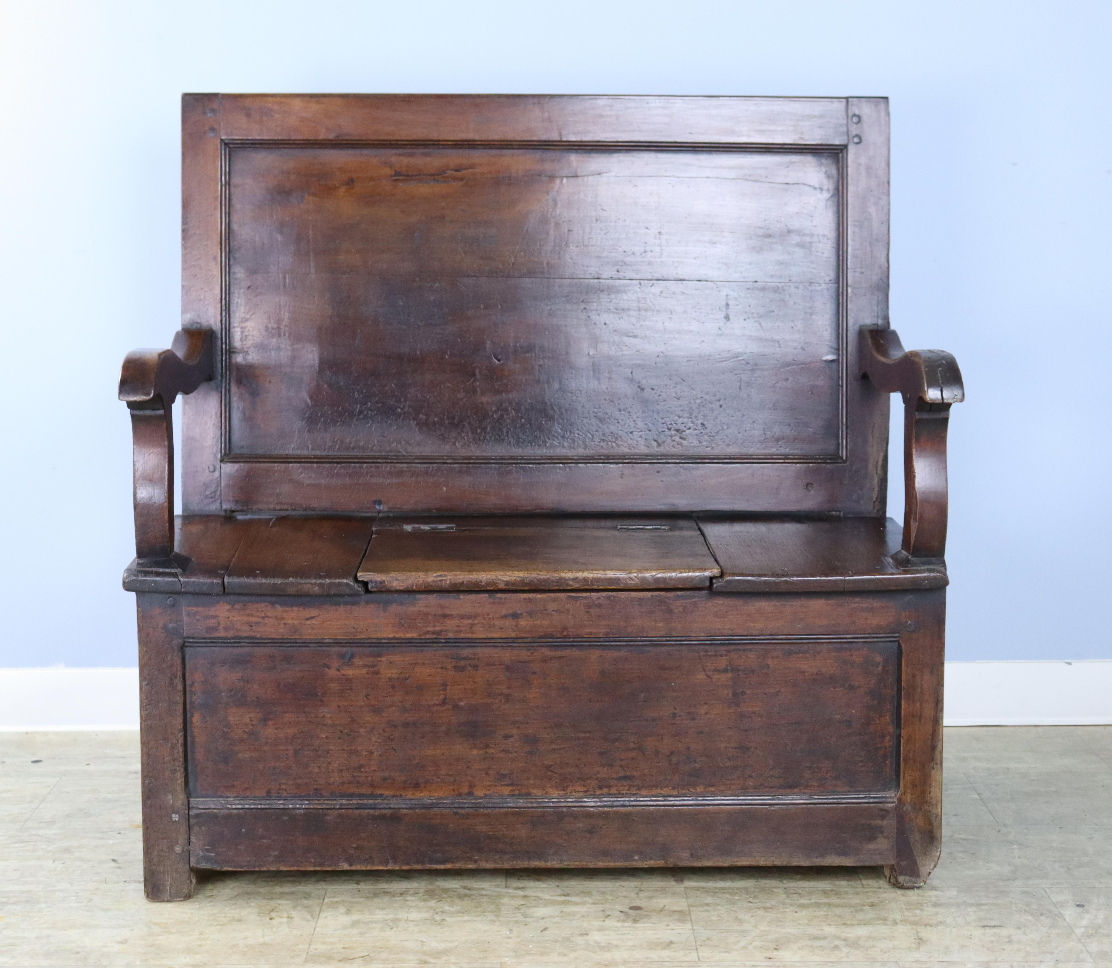 French Antique Cherry Country Fireside Seat For Sale