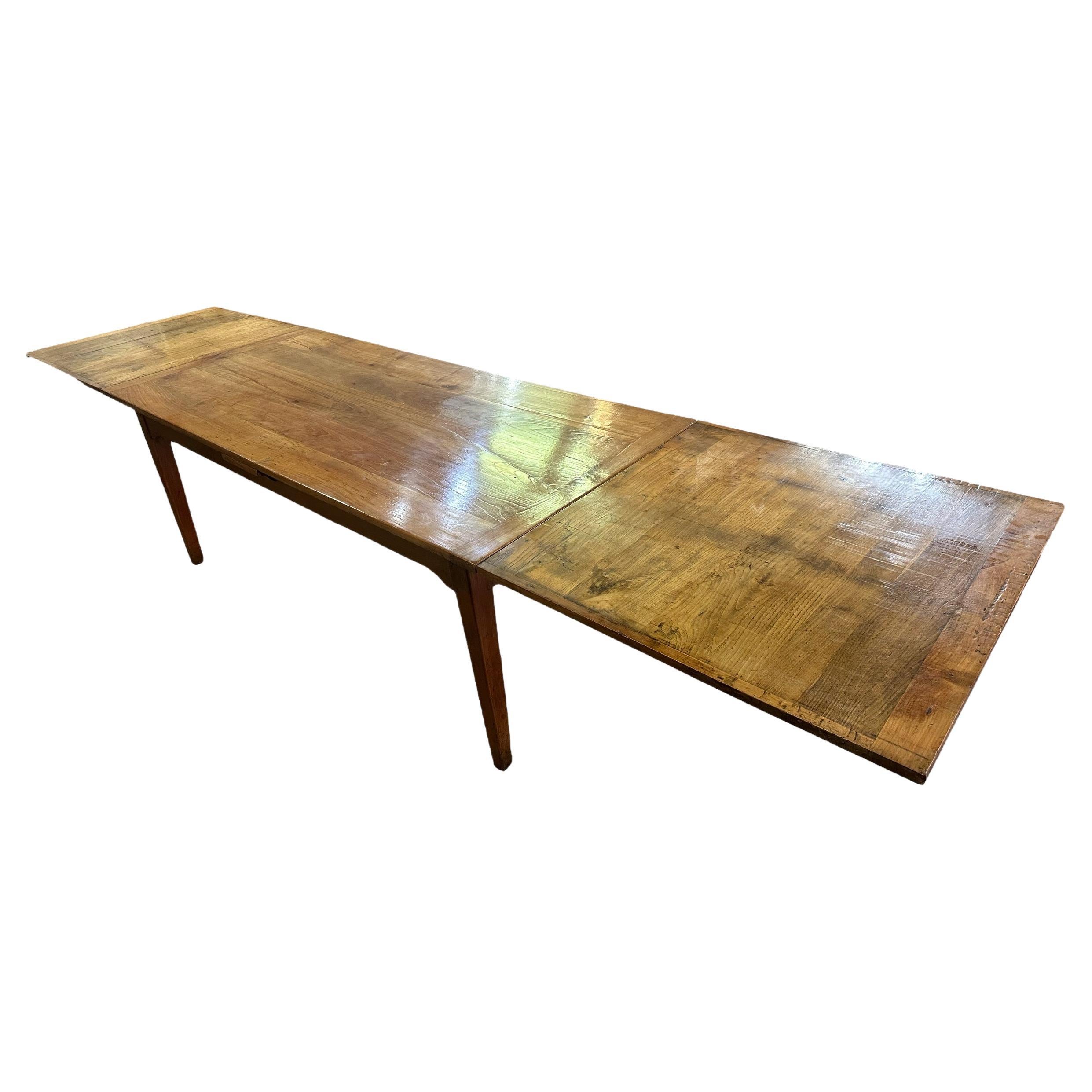 Antique Cherry Double Draw Leaf Table  For Sale