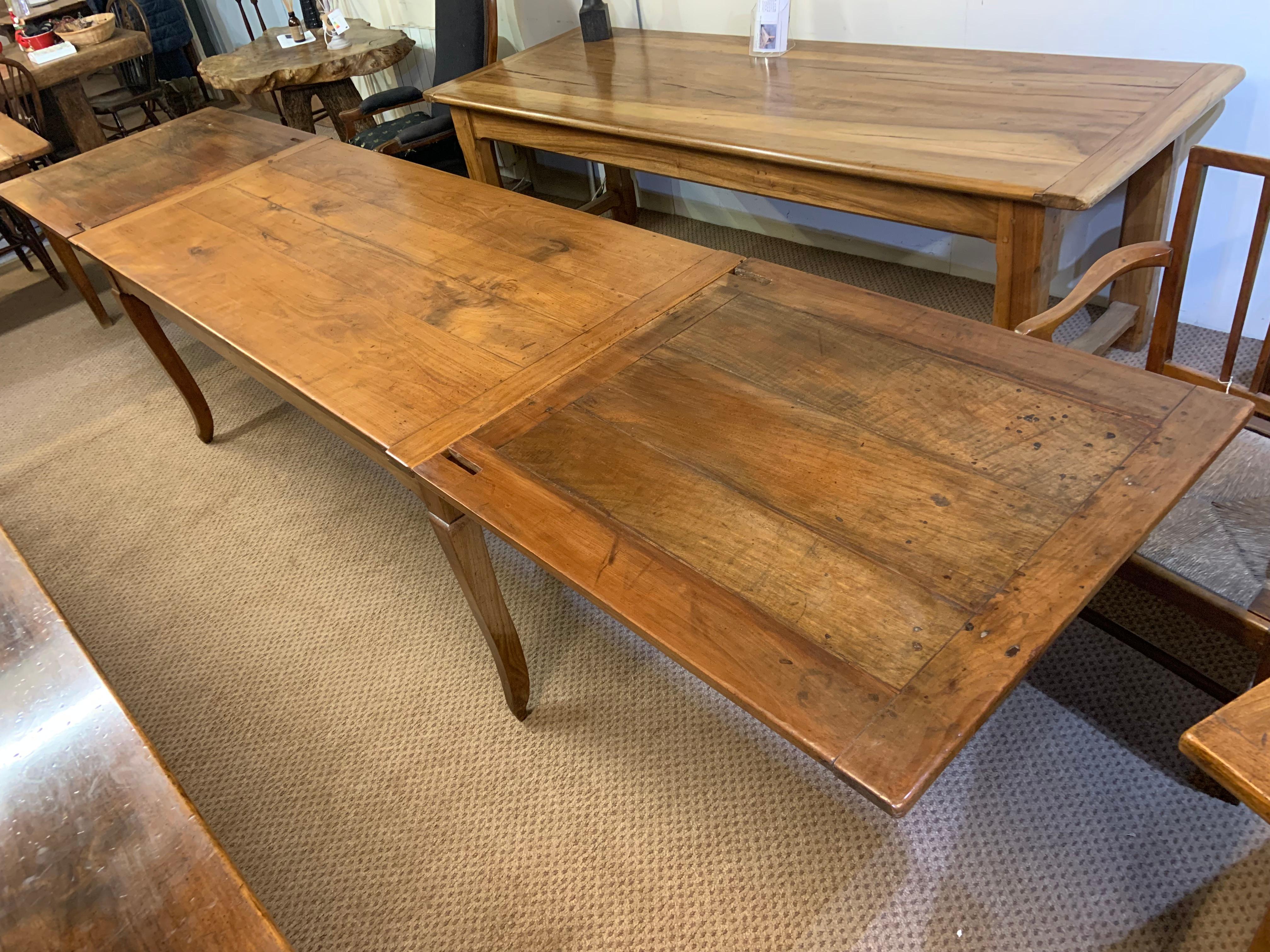 French Provincial Antique Cherry Extending Leaf Table