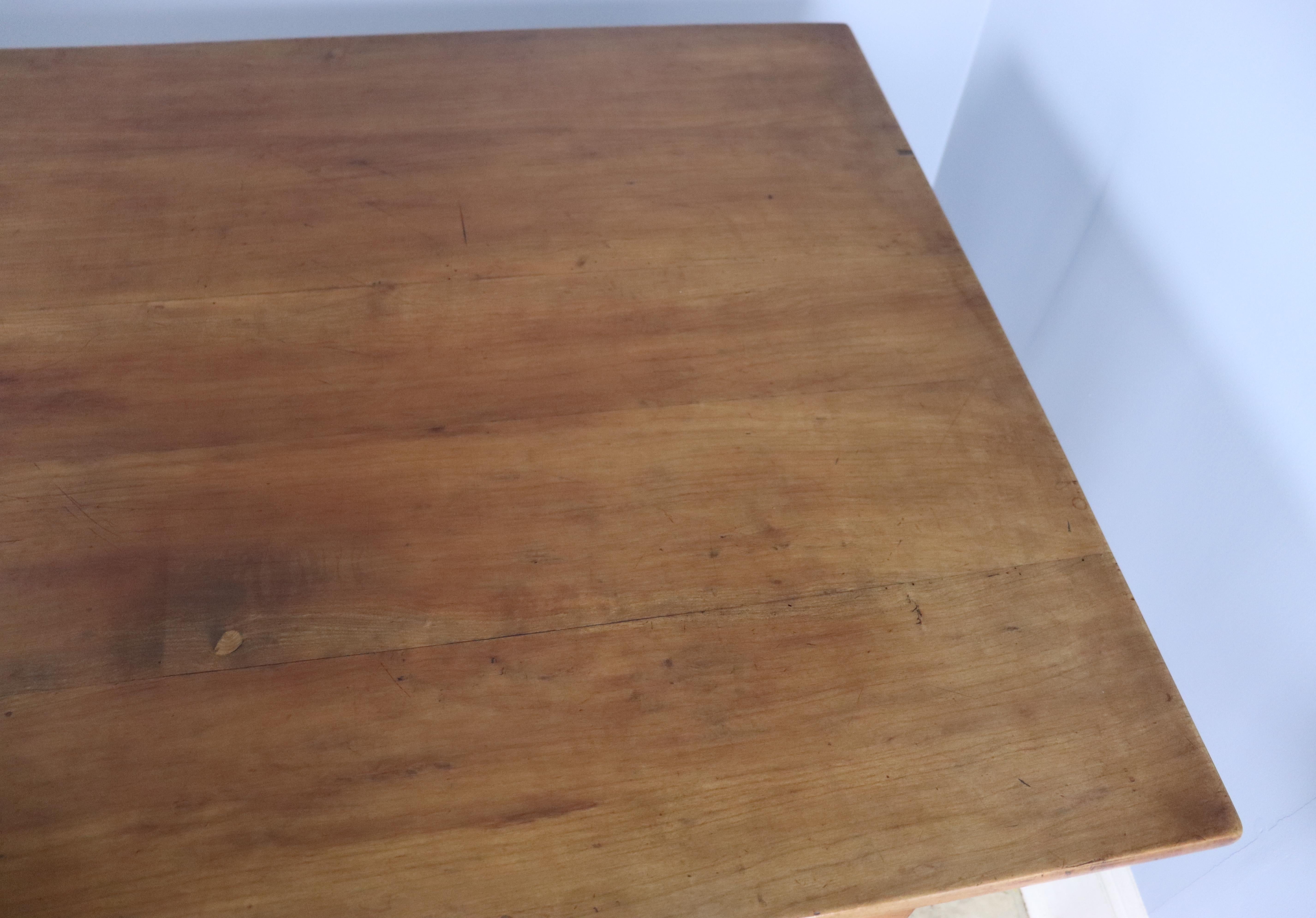 Antique Cherry Farm or Dining Table with Large Breadslide For Sale 7