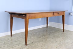 Antique Cherry Farm or Dining Table with Large Breadslide