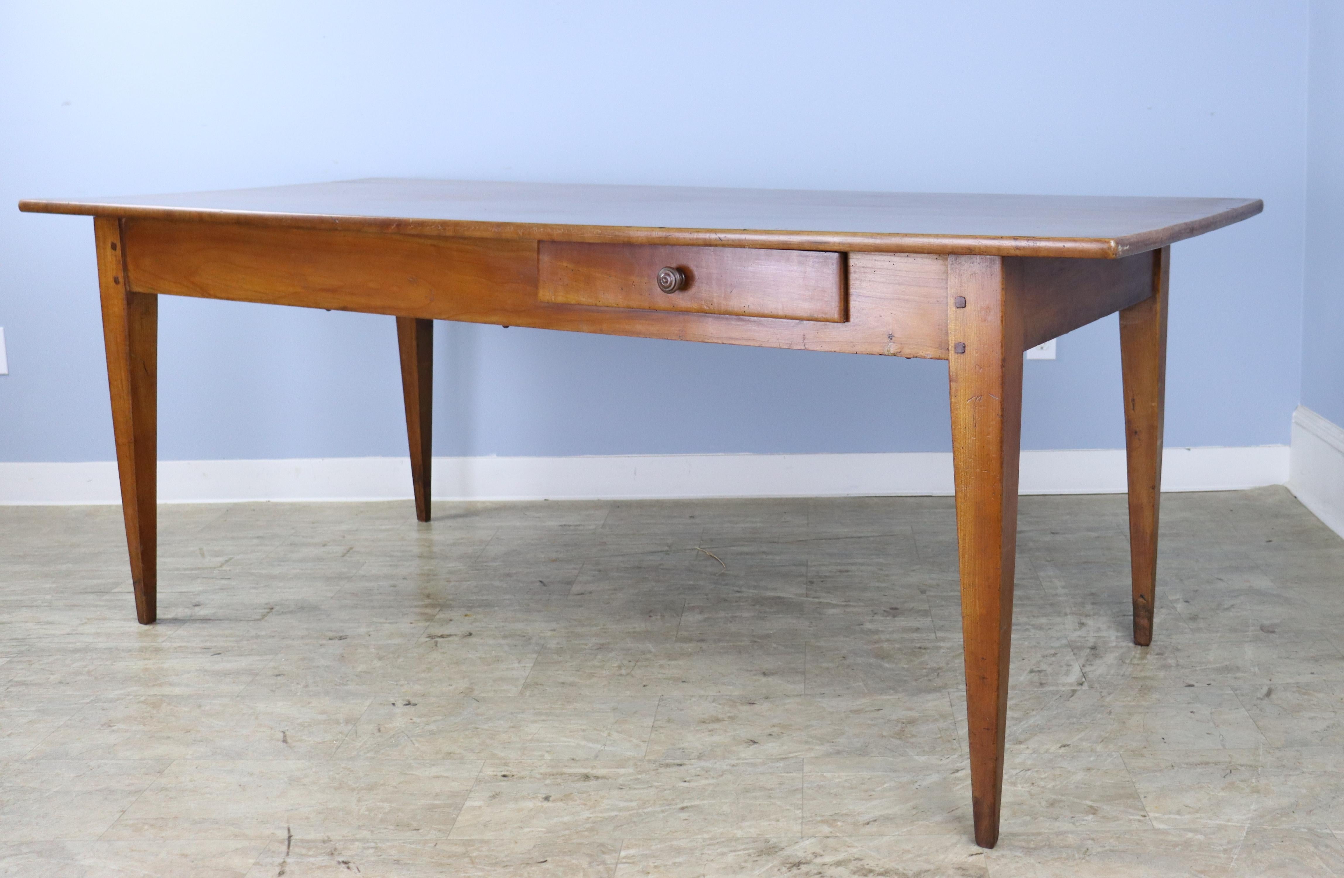 Antique Cherry Farm or Dining Table with Large Breadslide In Good Condition For Sale In Port Chester, NY