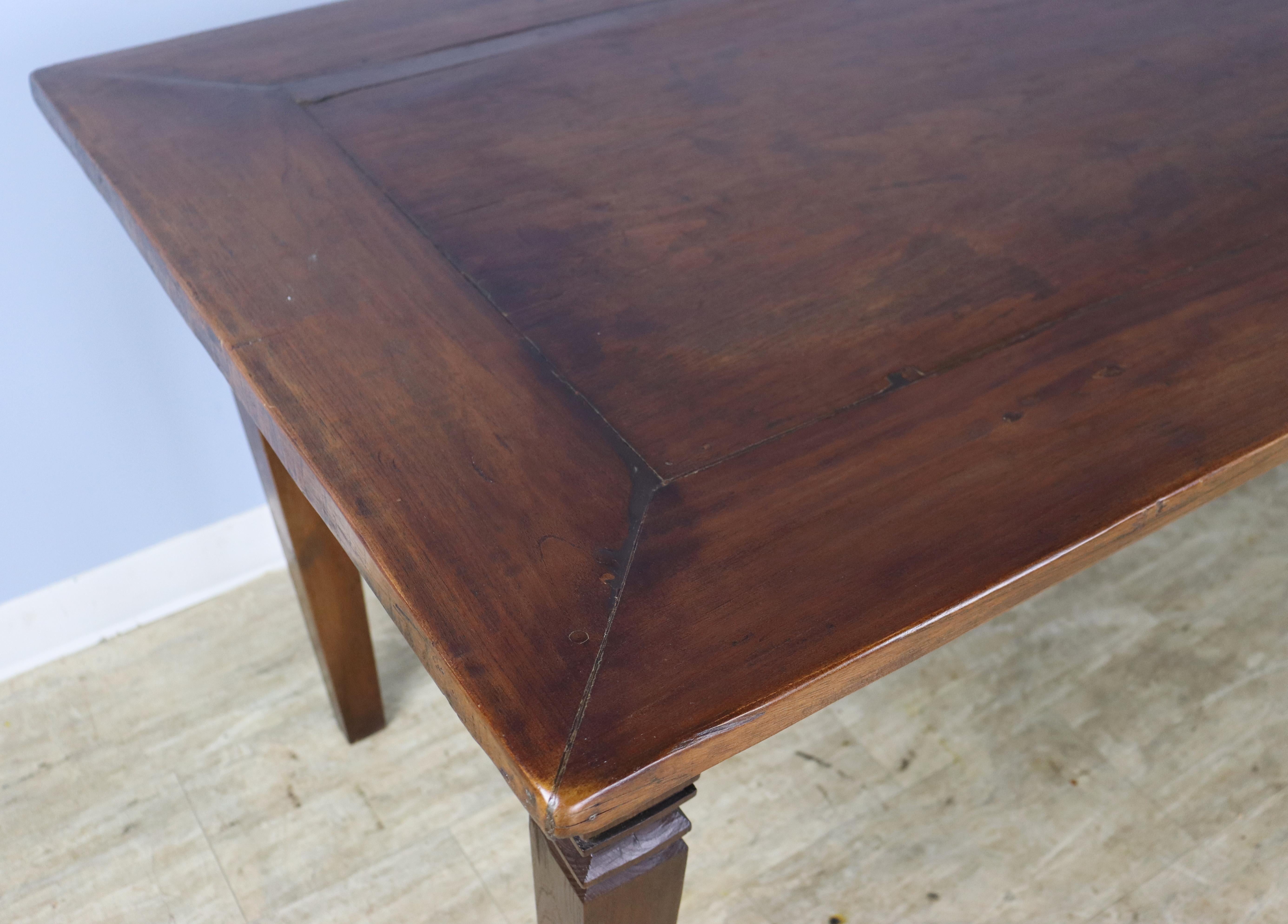 Antique Cherry Farm Table, Carved Legs and Mitred Corners For Sale 2