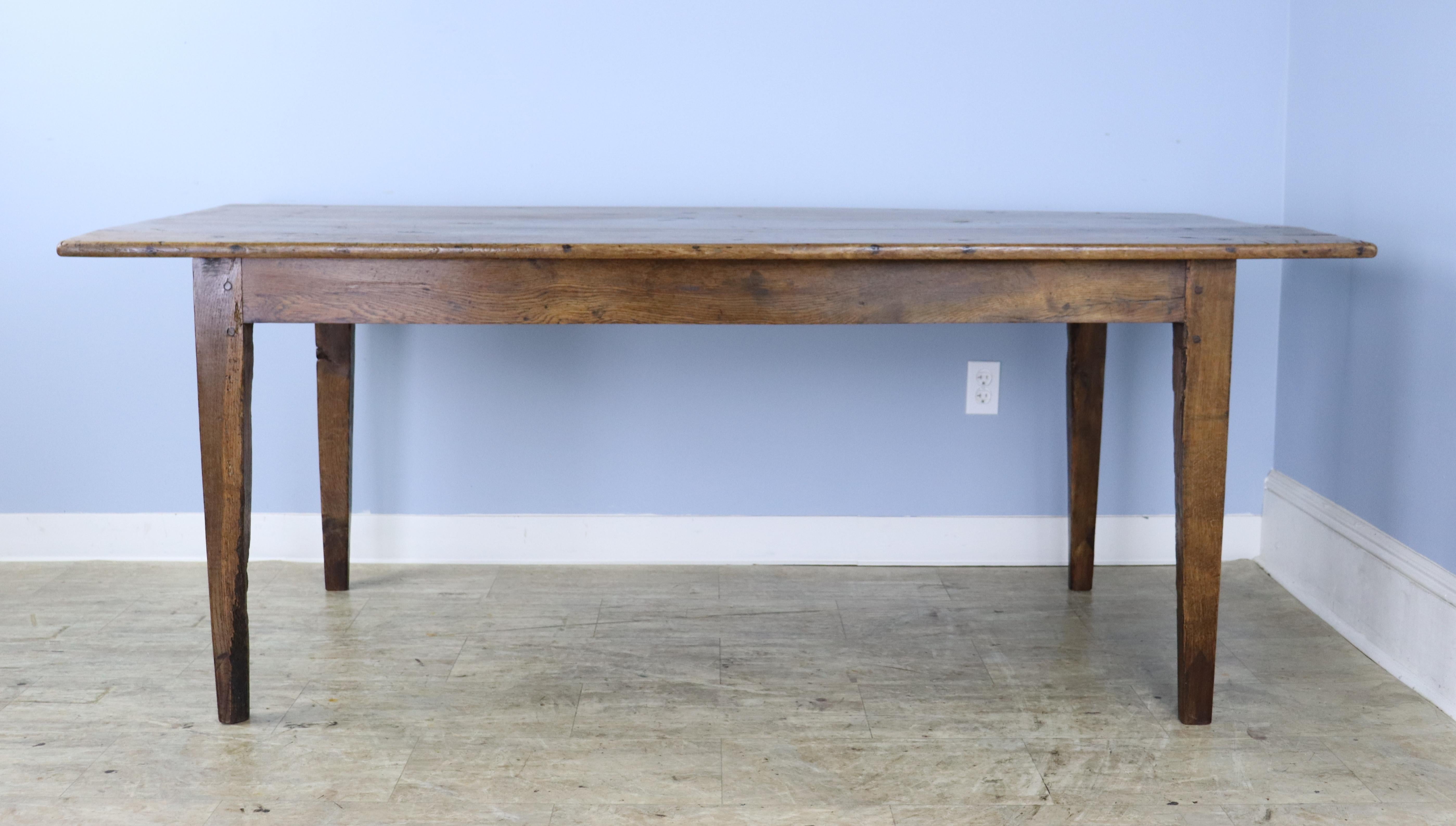 Antique Cherry Farm Table, Oak Base In Good Condition For Sale In Port Chester, NY