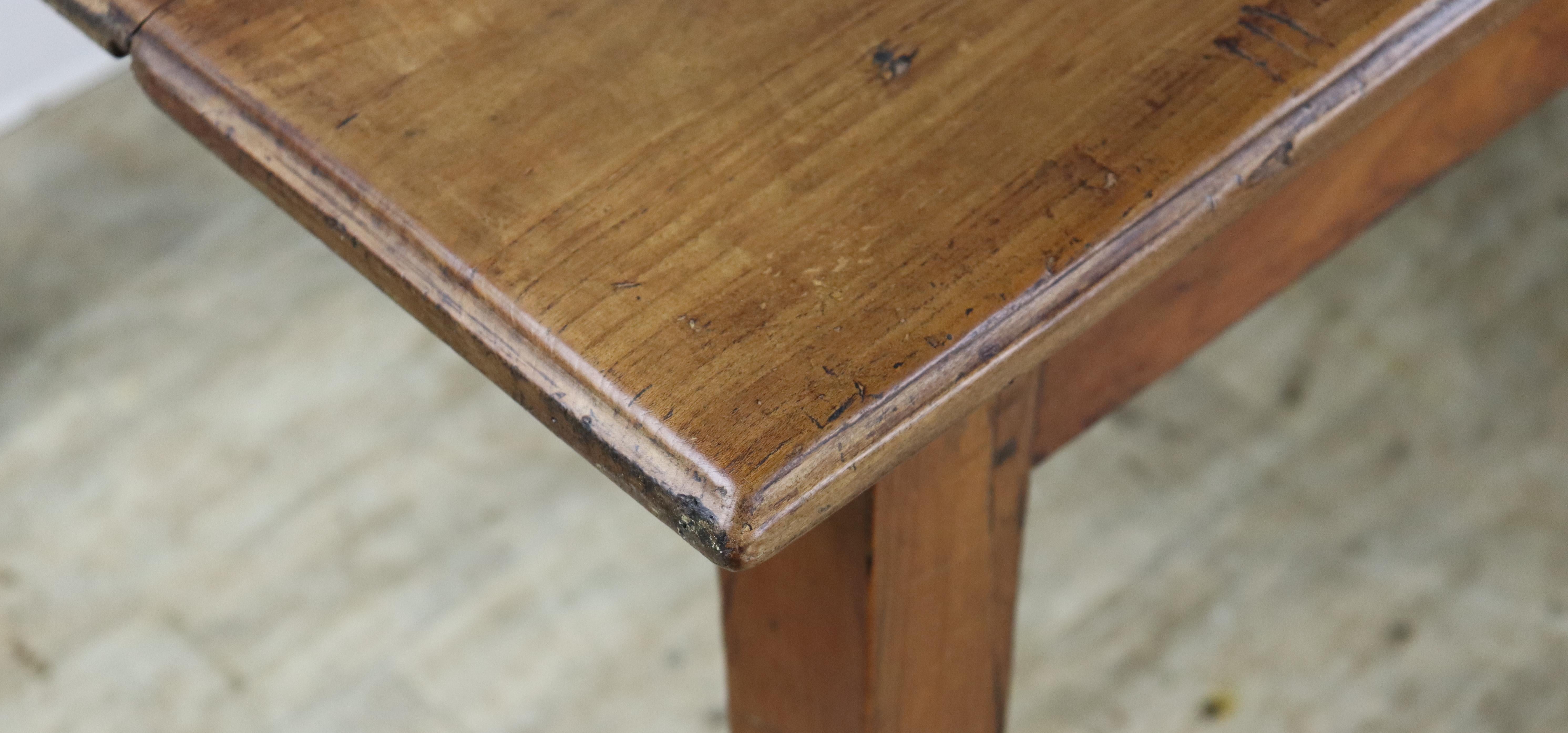 19th Century Antique Cherry Farm Table, One Drawer For Sale
