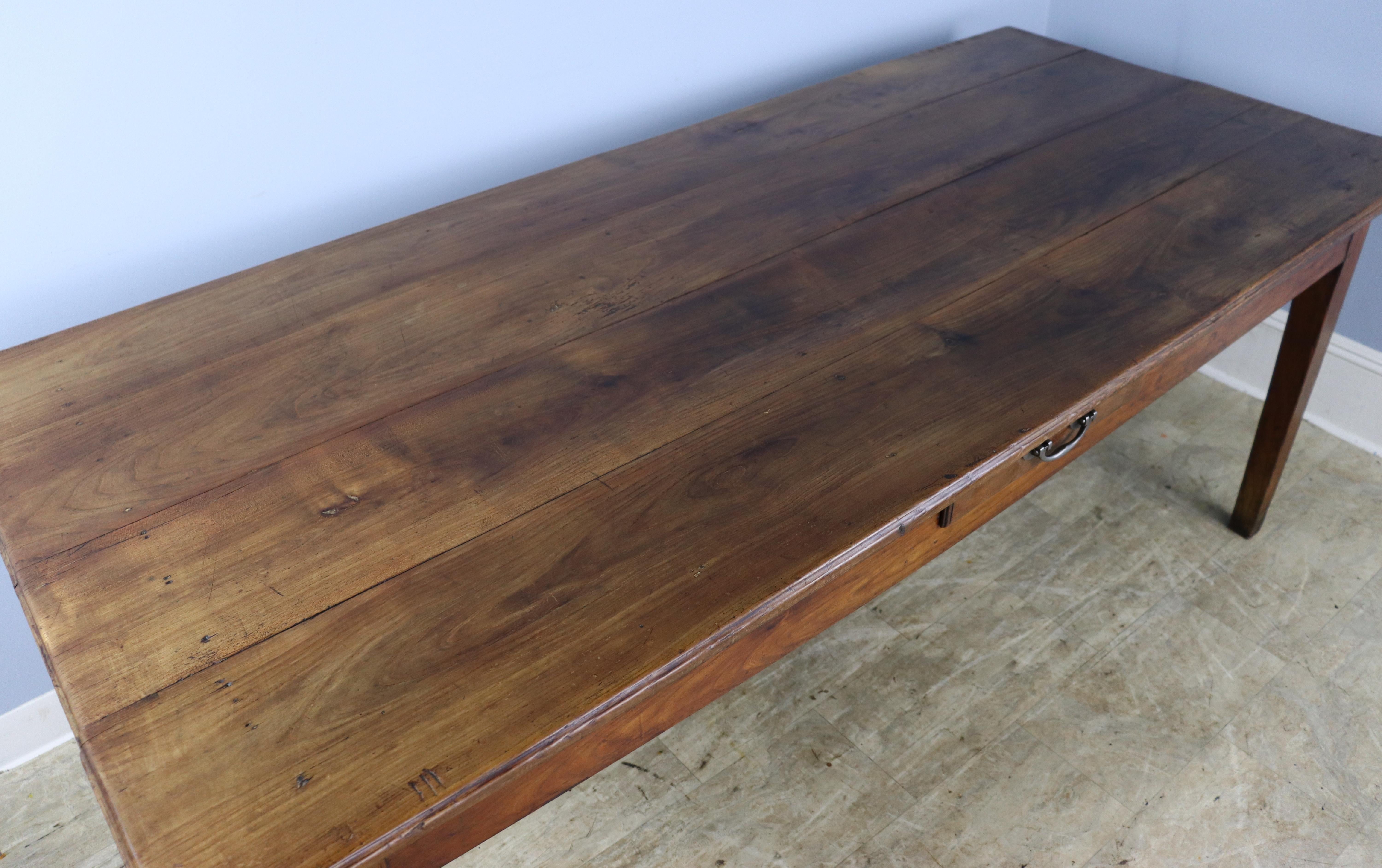 Antique Cherry Farm Table, One Drawer For Sale 1