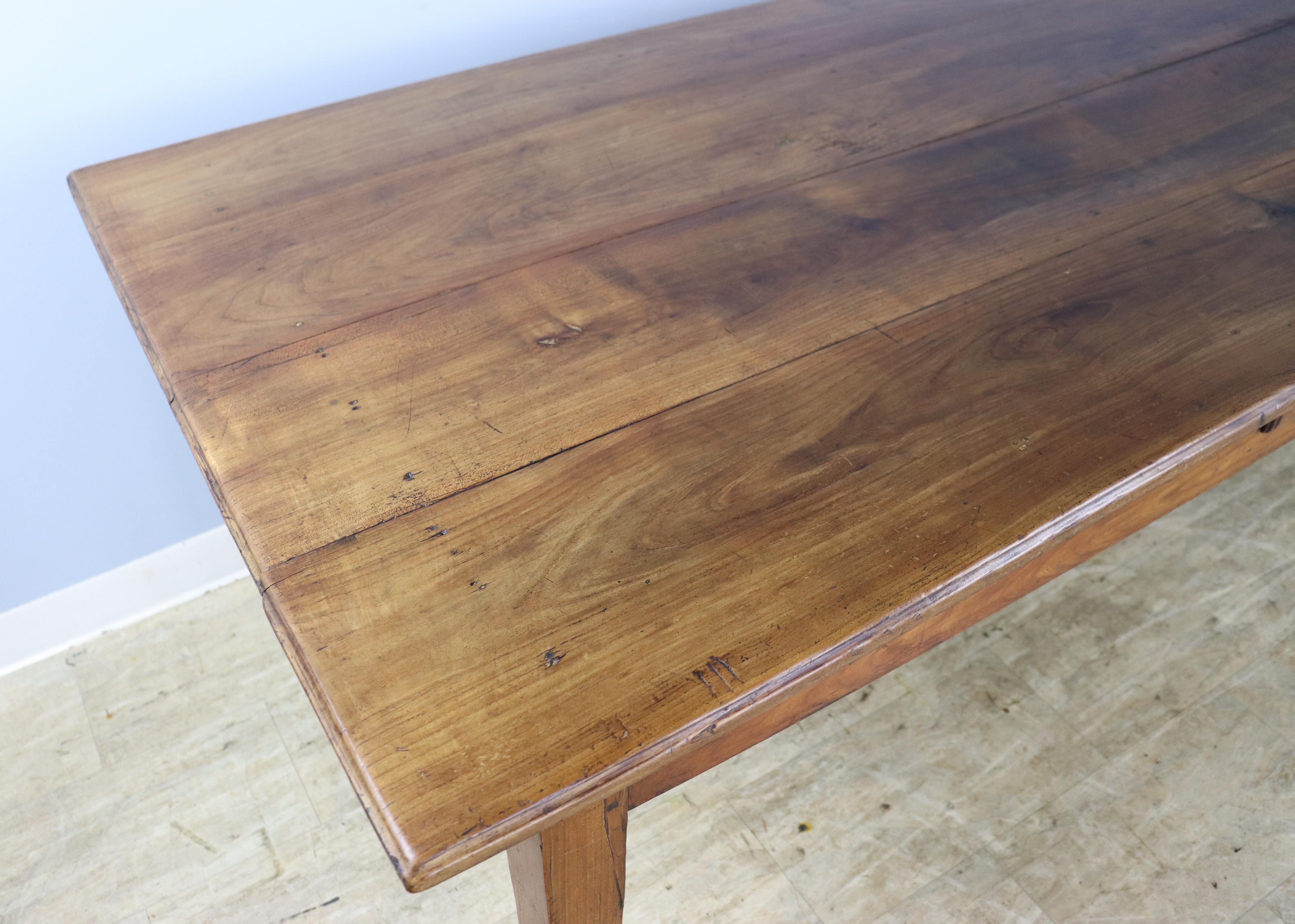 Antique Cherry Farm Table, One Drawer For Sale 2