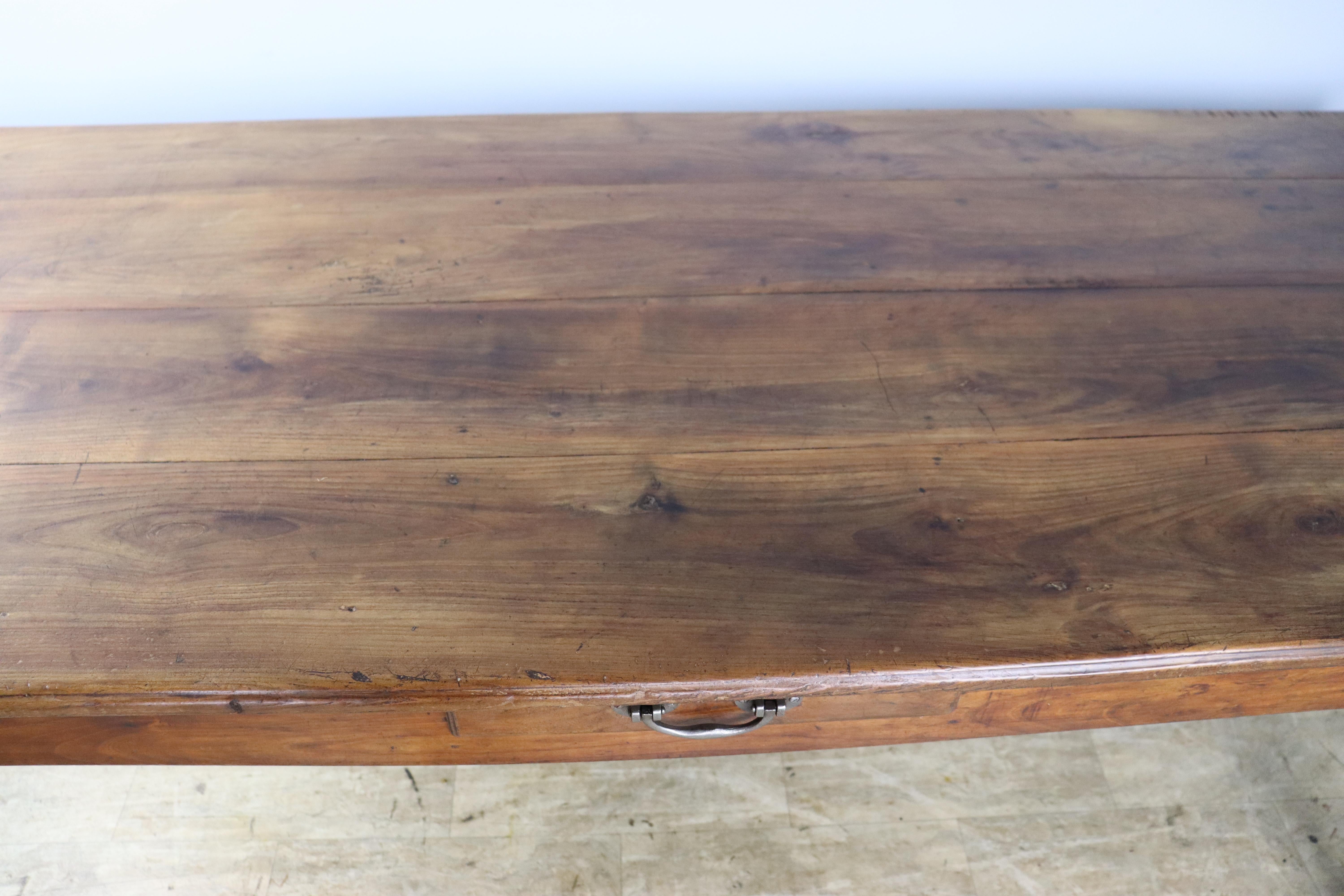Antique Cherry Farm Table, One Drawer For Sale 3