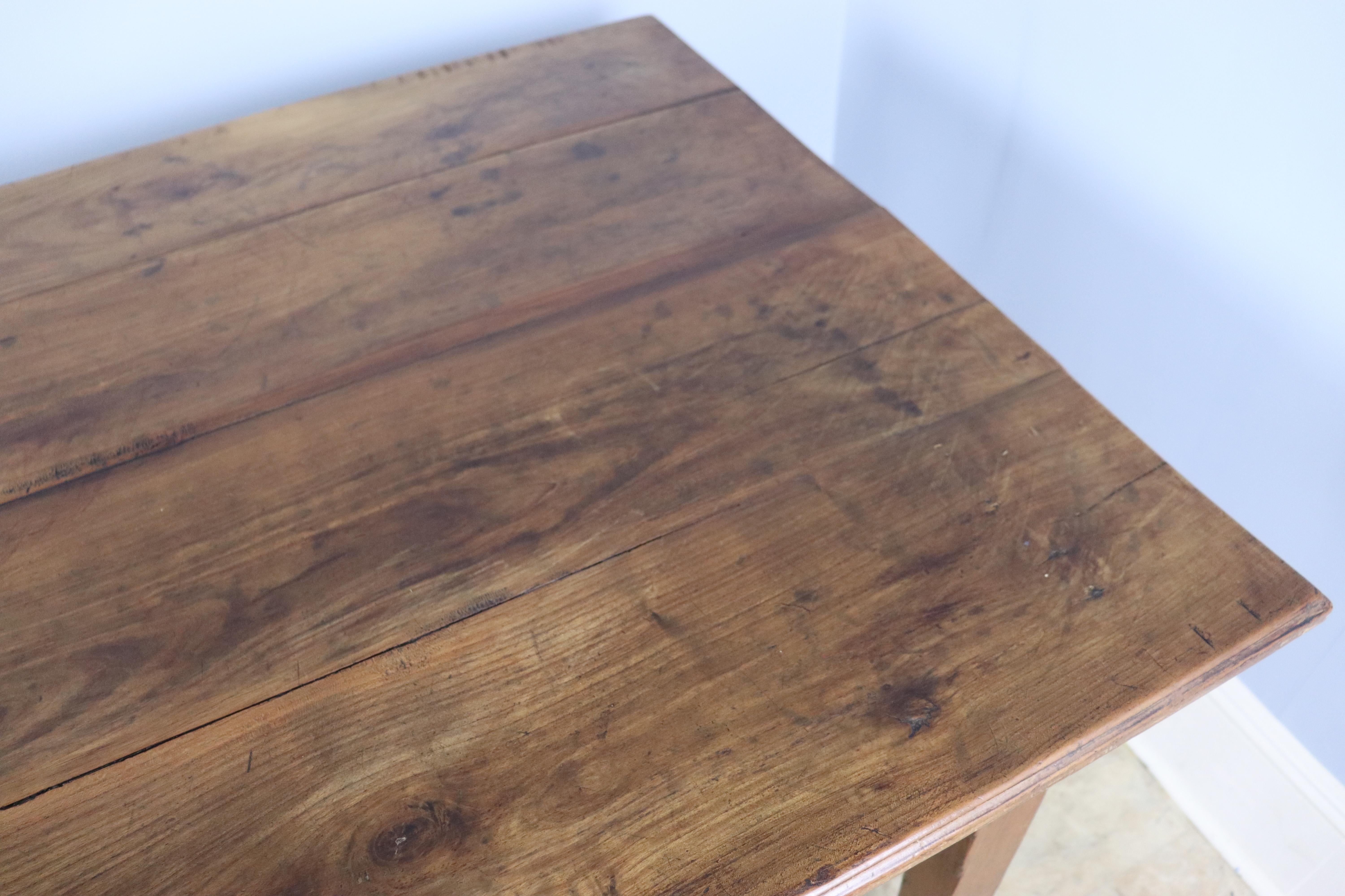 Antique Cherry Farm Table, One Drawer For Sale 4