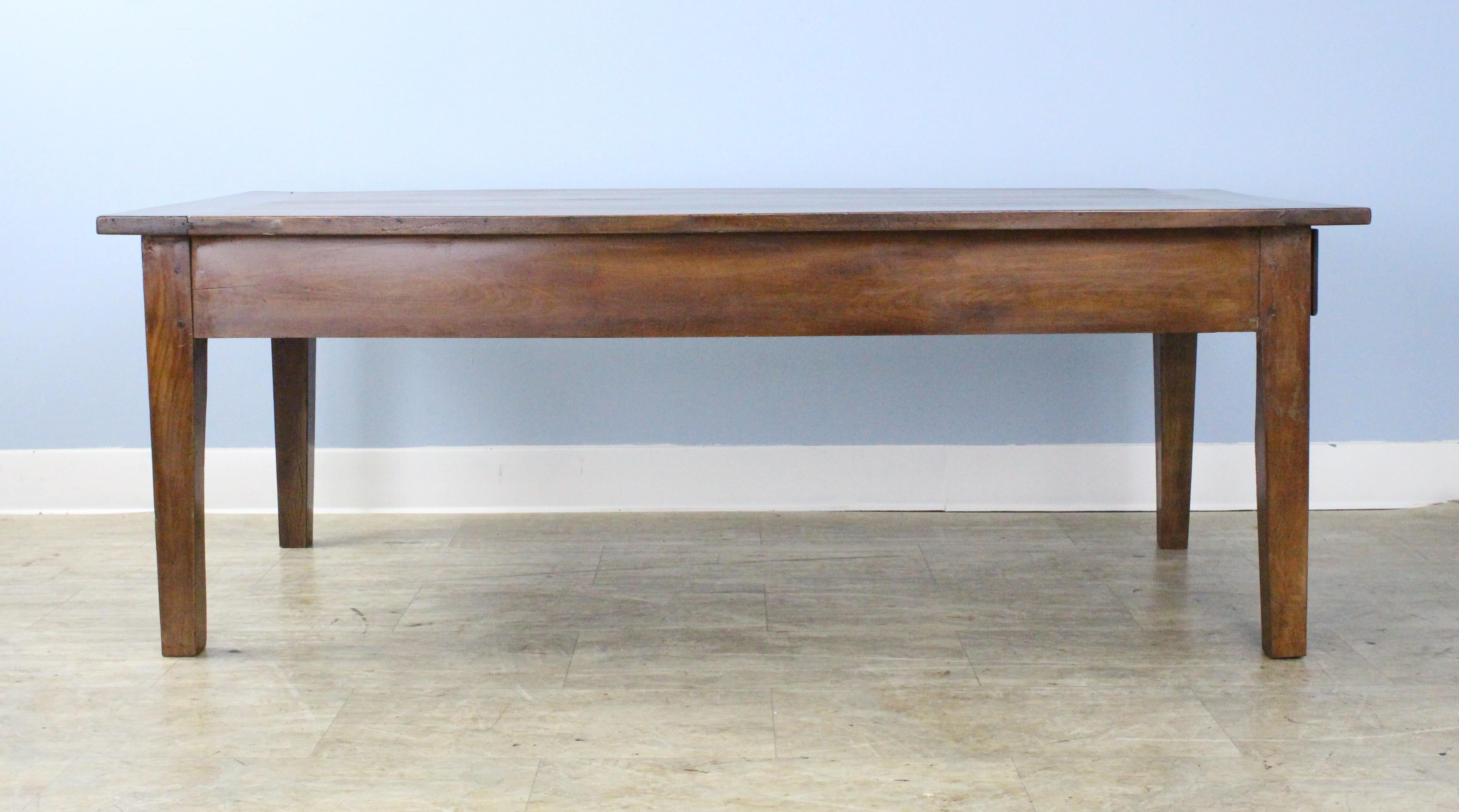 French Antique Cherry Coffee Table, Two Drawers For Sale
