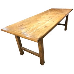 Antique Cherry Farmhouse Table with H Stretcher