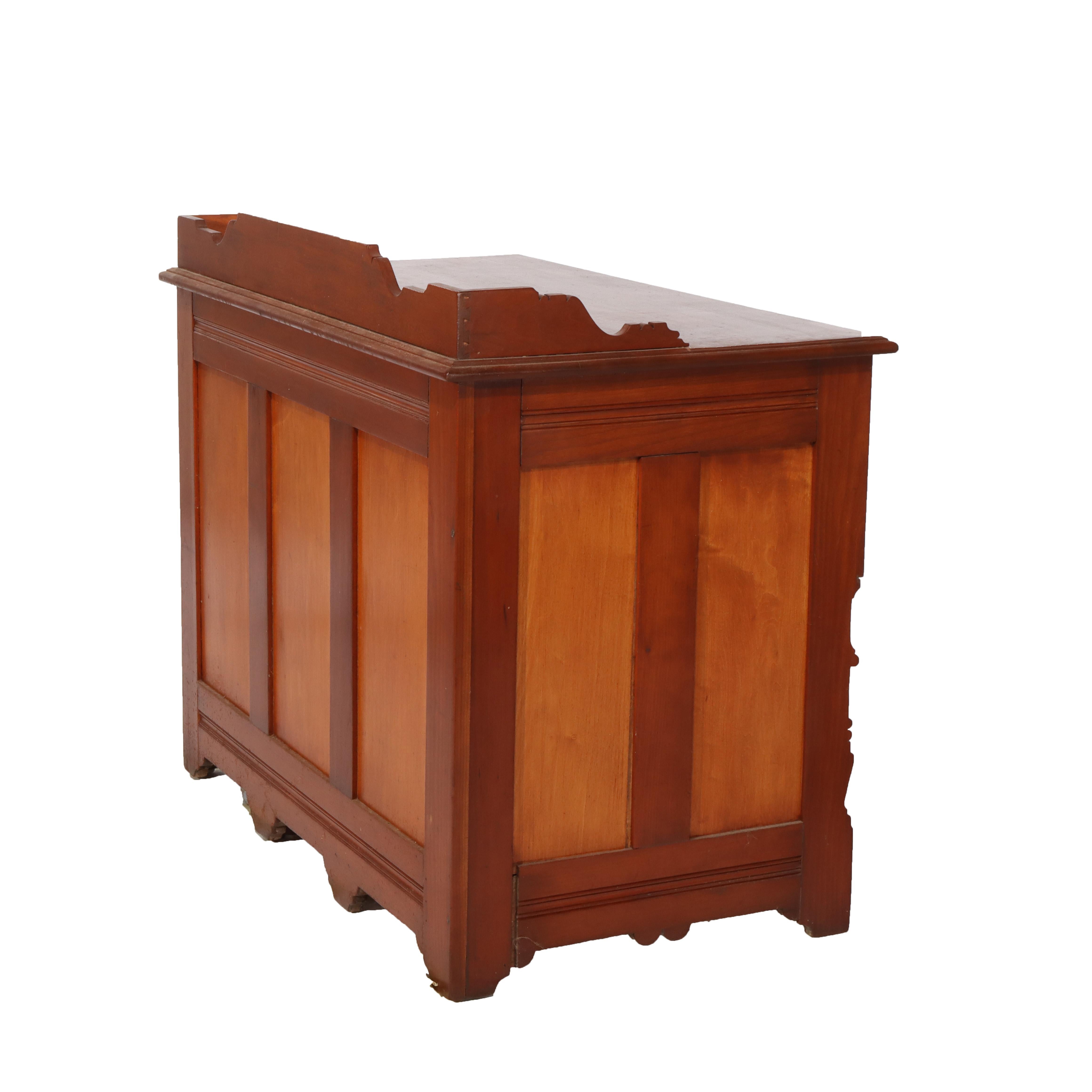 Antique Cherry Five Drawer Single Pedestal Desk C1910 For Sale 1