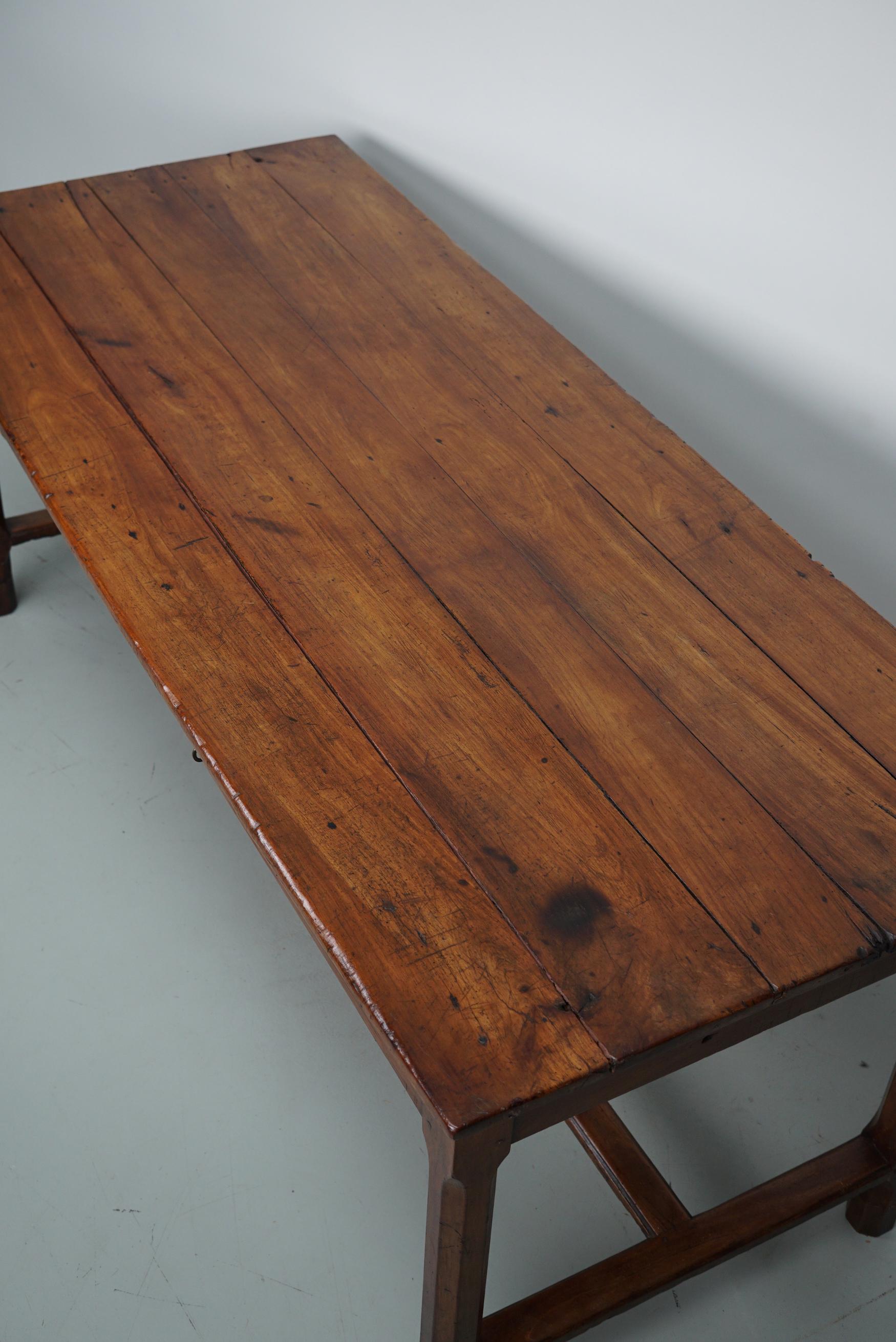  Antique Cherry French Farmhouse Dining Table, 19th Century For Sale 8