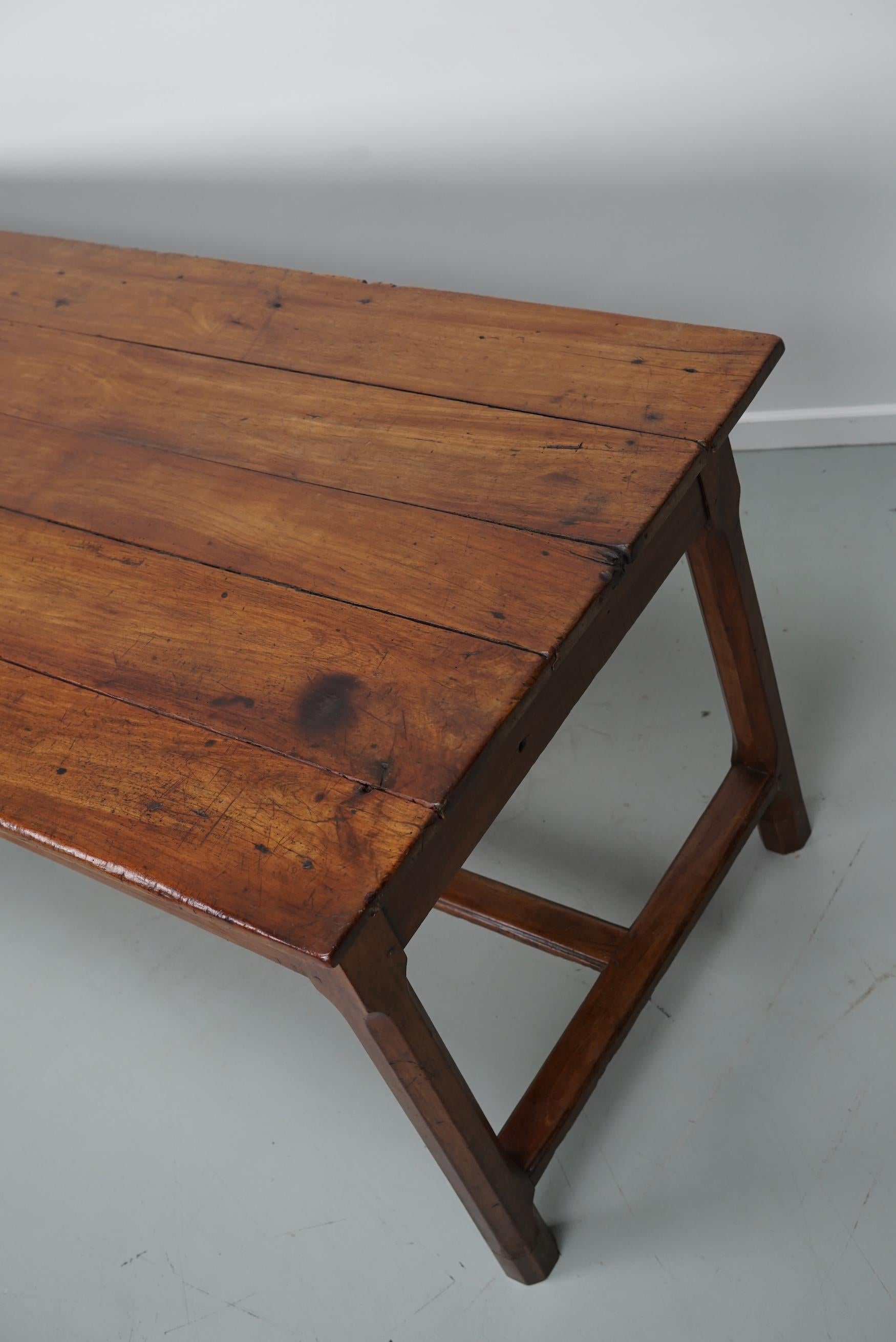  Antique Cherry French Farmhouse Dining Table, 19th Century For Sale 9