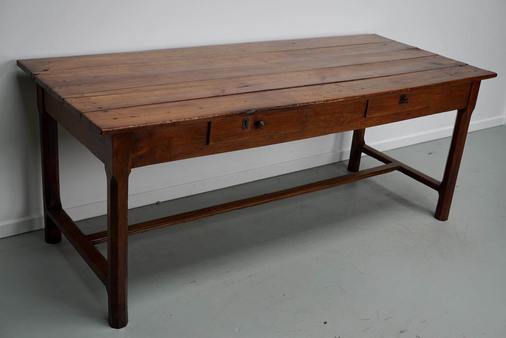  Antique Cherry French Farmhouse Dining Table, 19th Century For Sale 12