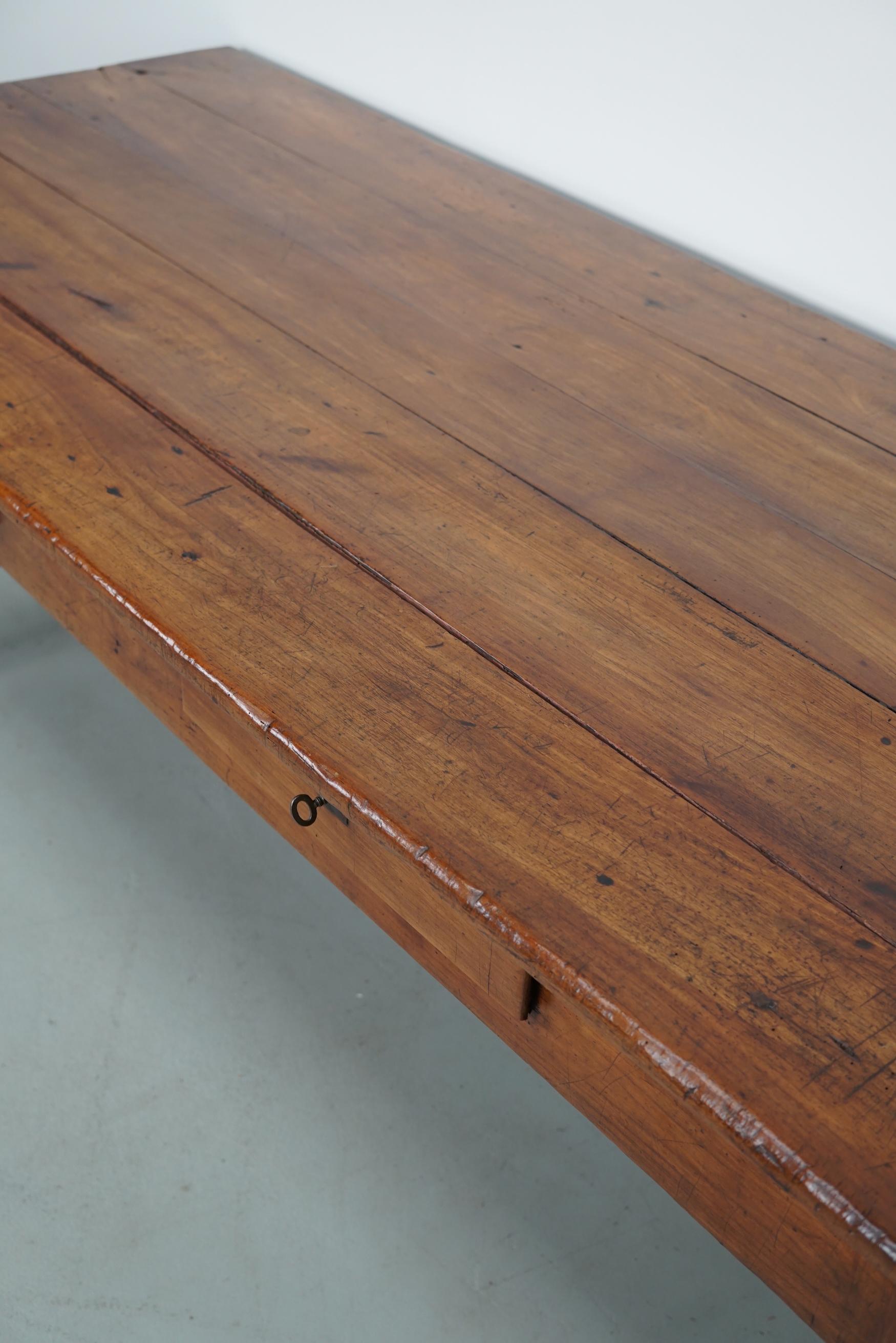  Antique Cherry French Farmhouse Dining Table, 19th Century For Sale 1