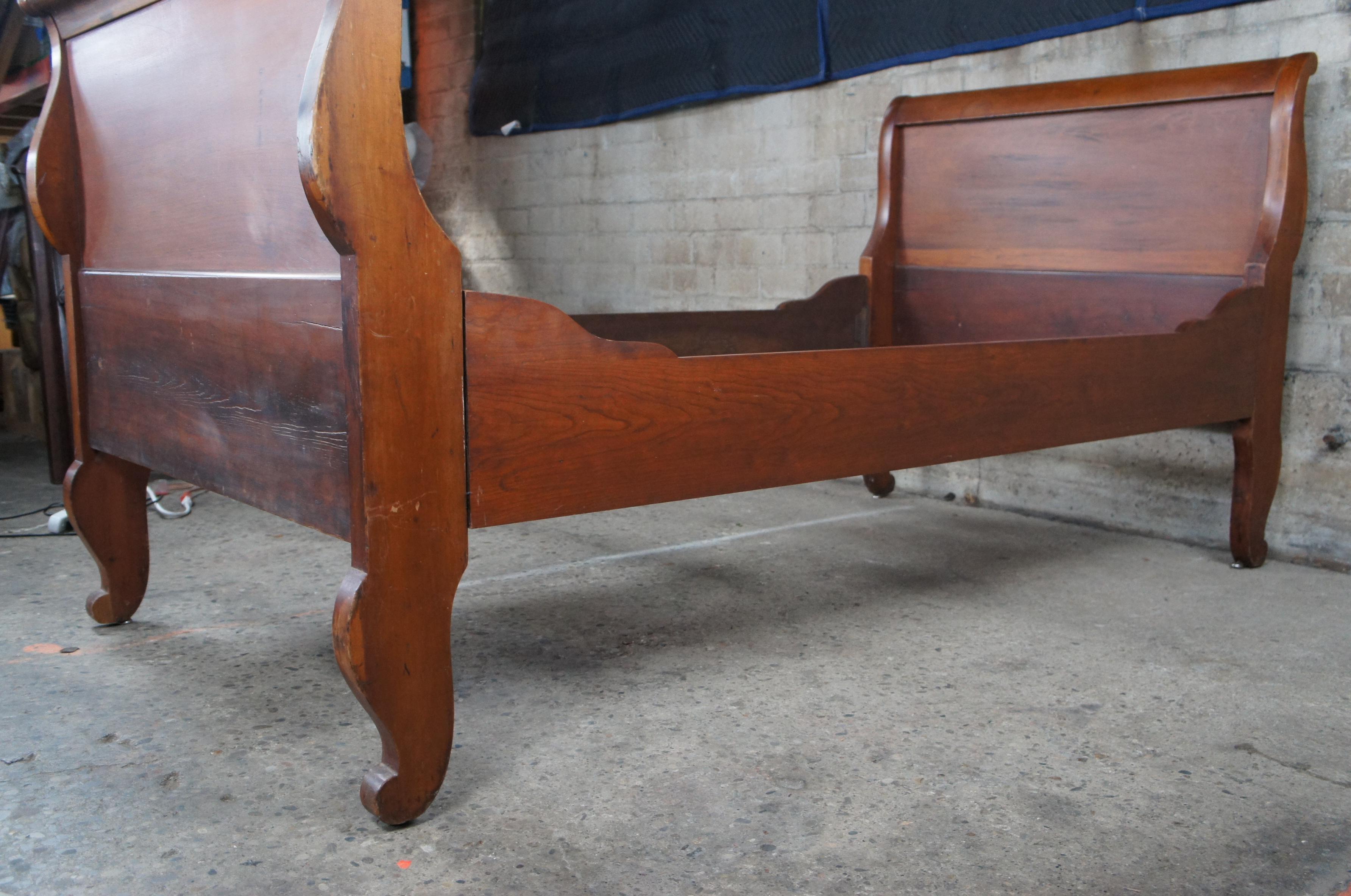 Antique Cherry French Louis Phillipe Style Twin Size Sleigh Bed Frame 4