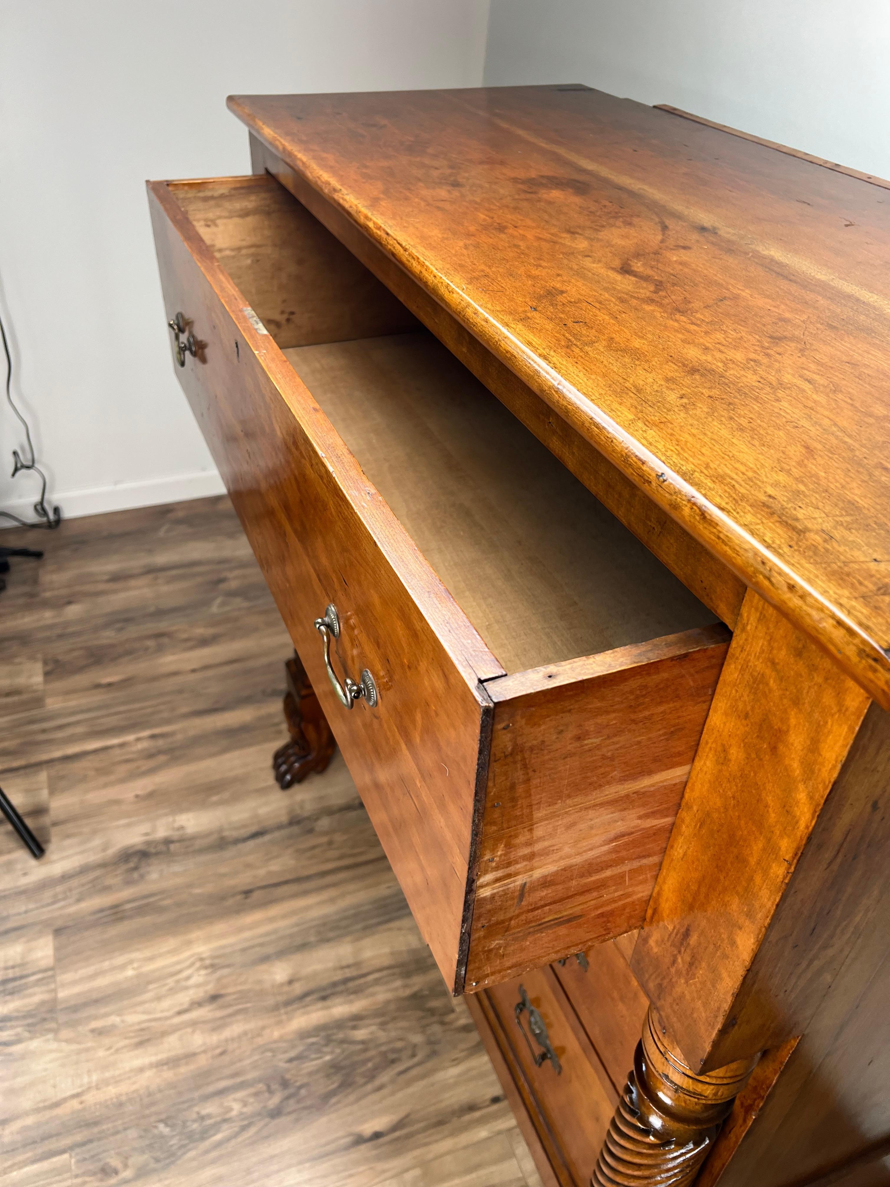 Antique Cherry Late Federal Paw Foot Four Drawer Chest c. 1840 5