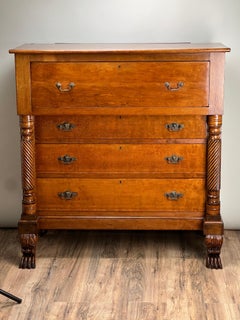Antique Cherry Late Federal Paw Foot Four Drawer Chest c. 1840