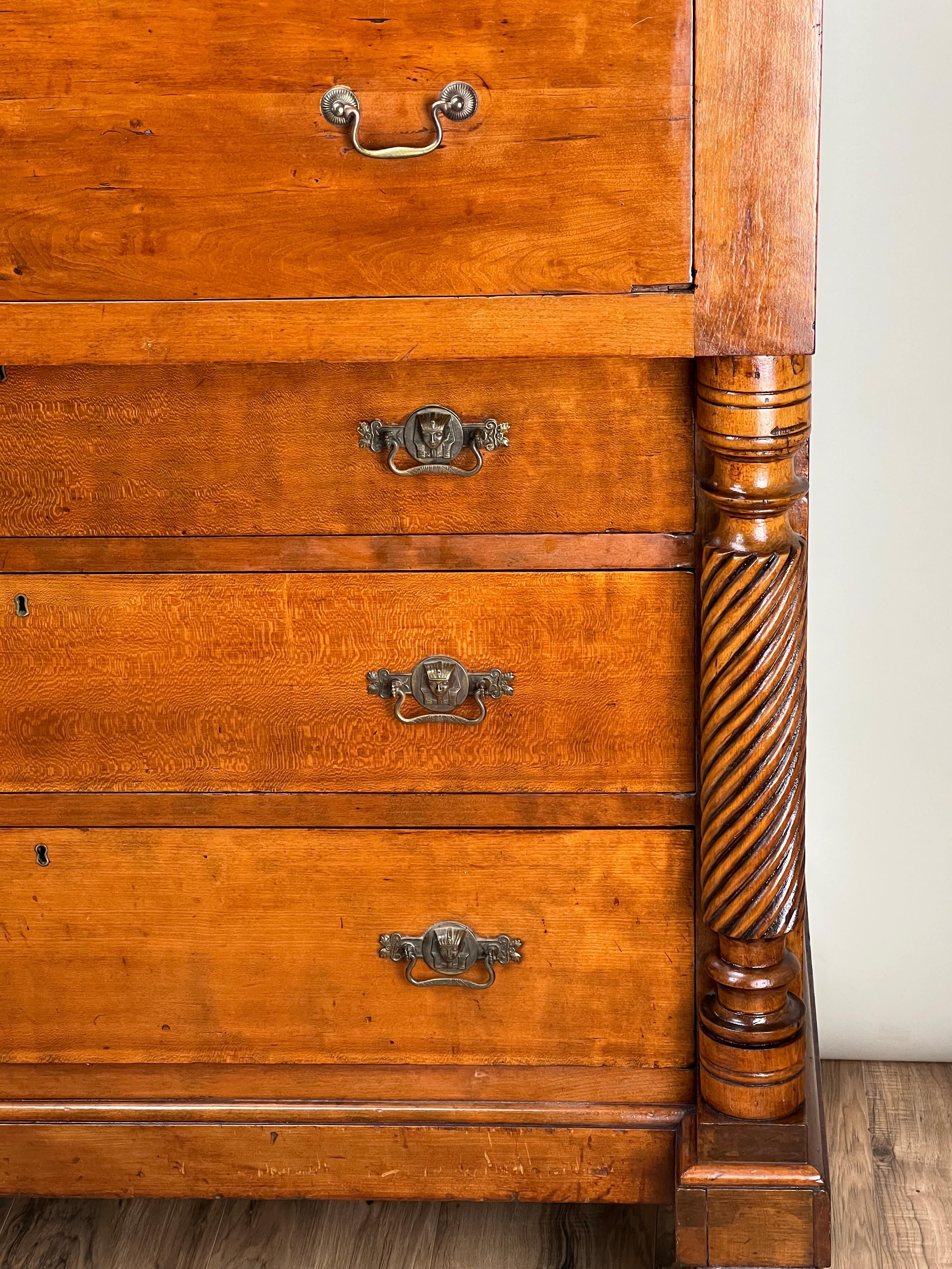 Antique Cherry Late Federal Paw Foot Four Drawer Chest c. 1840 In Good Condition In Westfield, MA