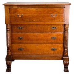 Antique Cherry Late Federal Paw Foot Four Drawer Chest c. 1840