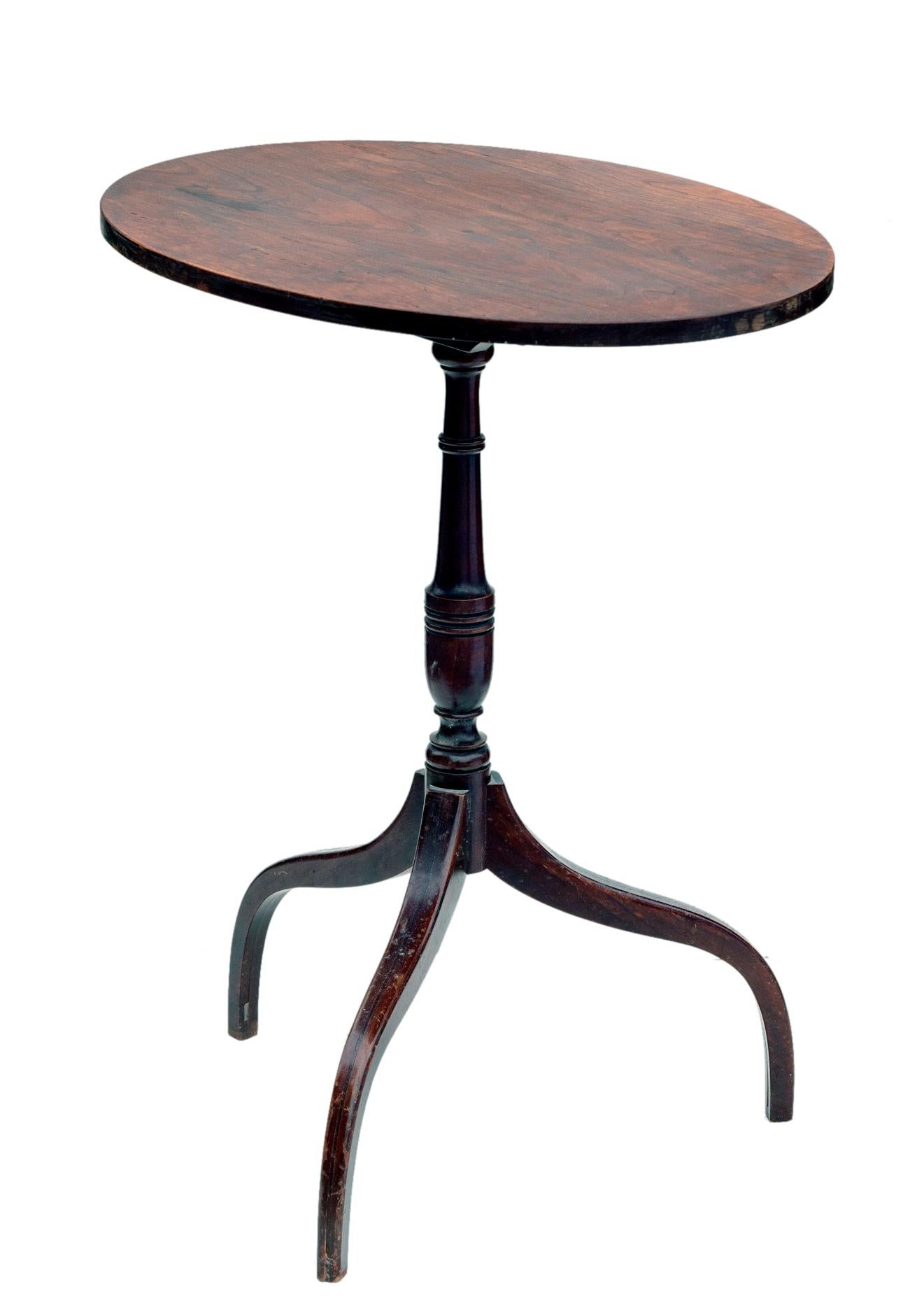 American Antique Cherry Oval Lilt Top Table For Sale