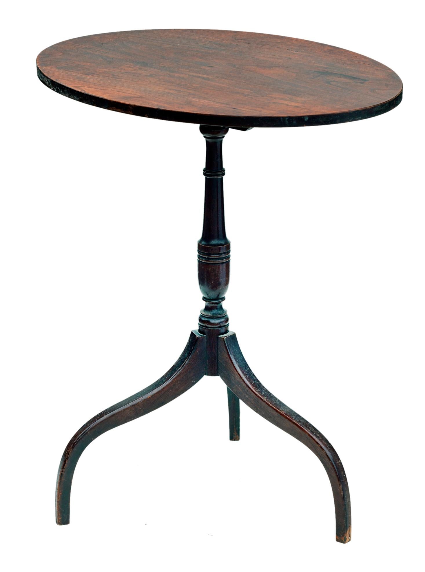 Hardwood Antique Cherry Oval Lilt Top Table For Sale