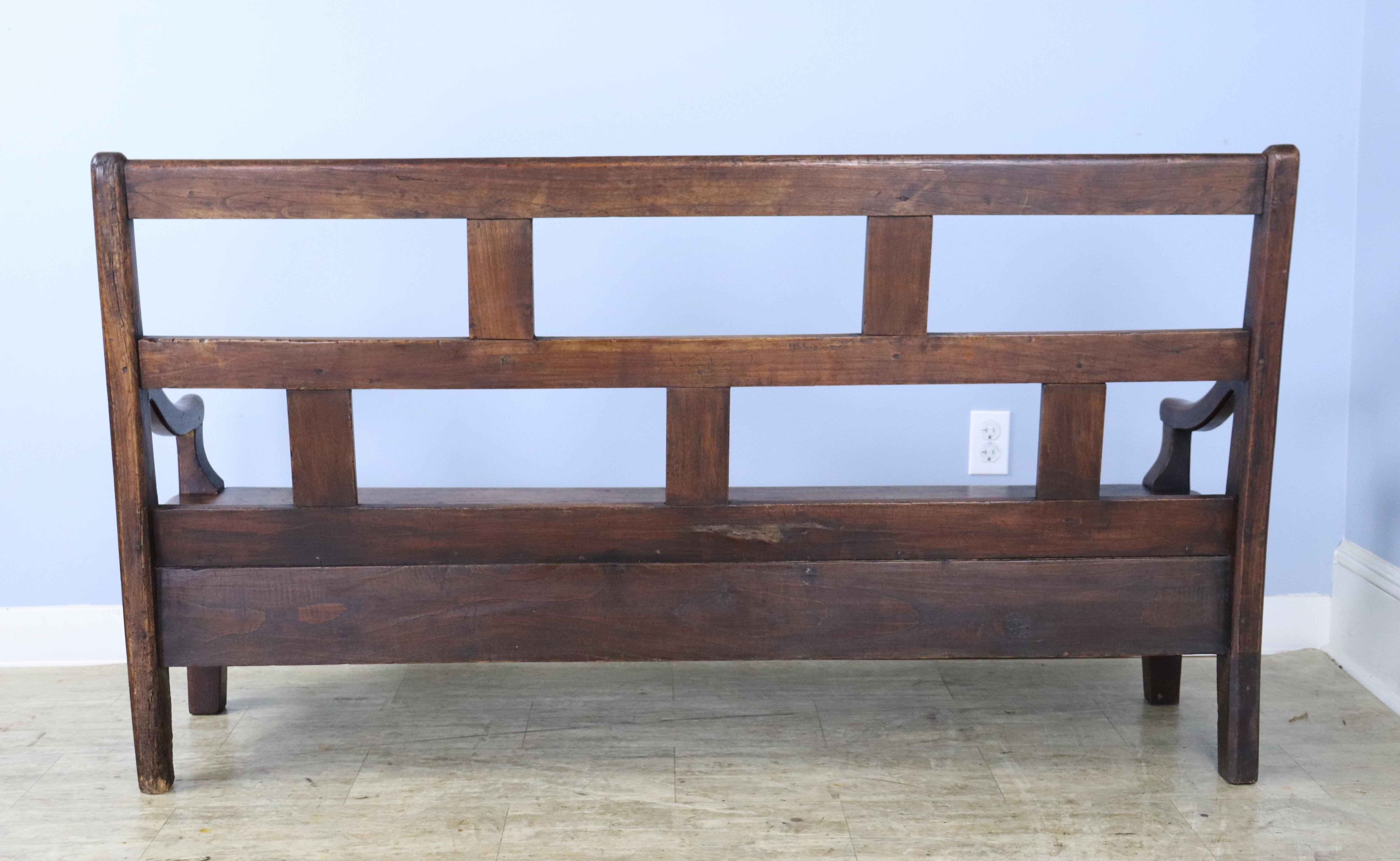Antique Cherry Seat with Drawer For Sale 7