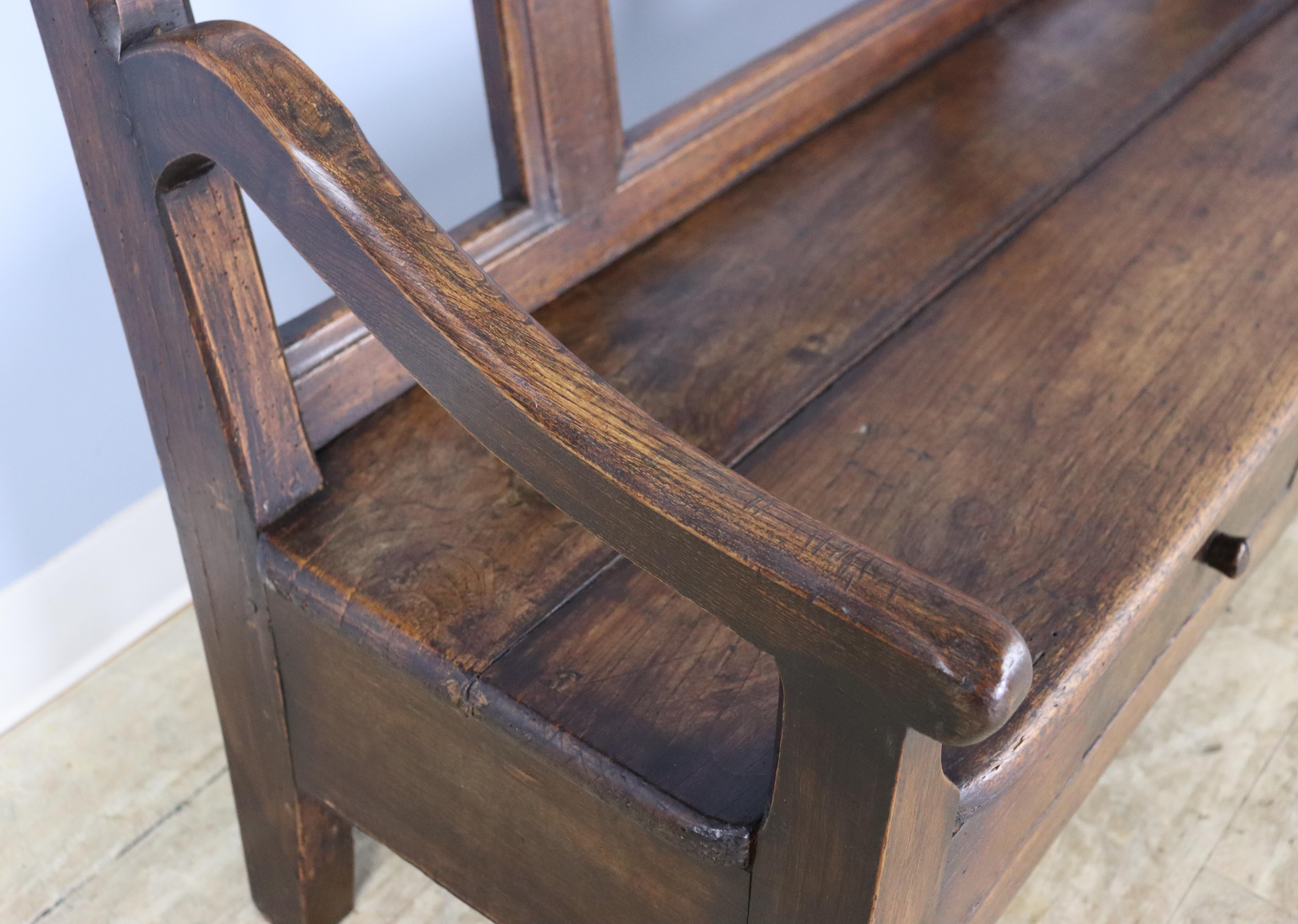 Antique Cherry Seat with Drawer For Sale 4