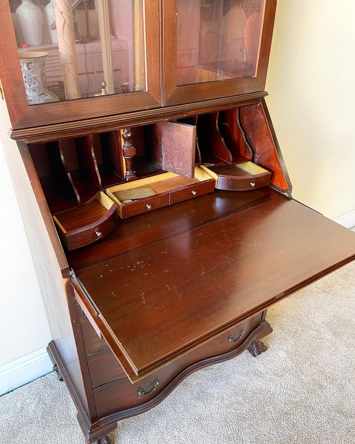 20th Century Antique Cherry Secretary Desk by Monitor Furniture Co.