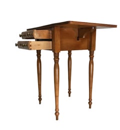 Antique Cherry Sheraton Style Two Drawer Side Table