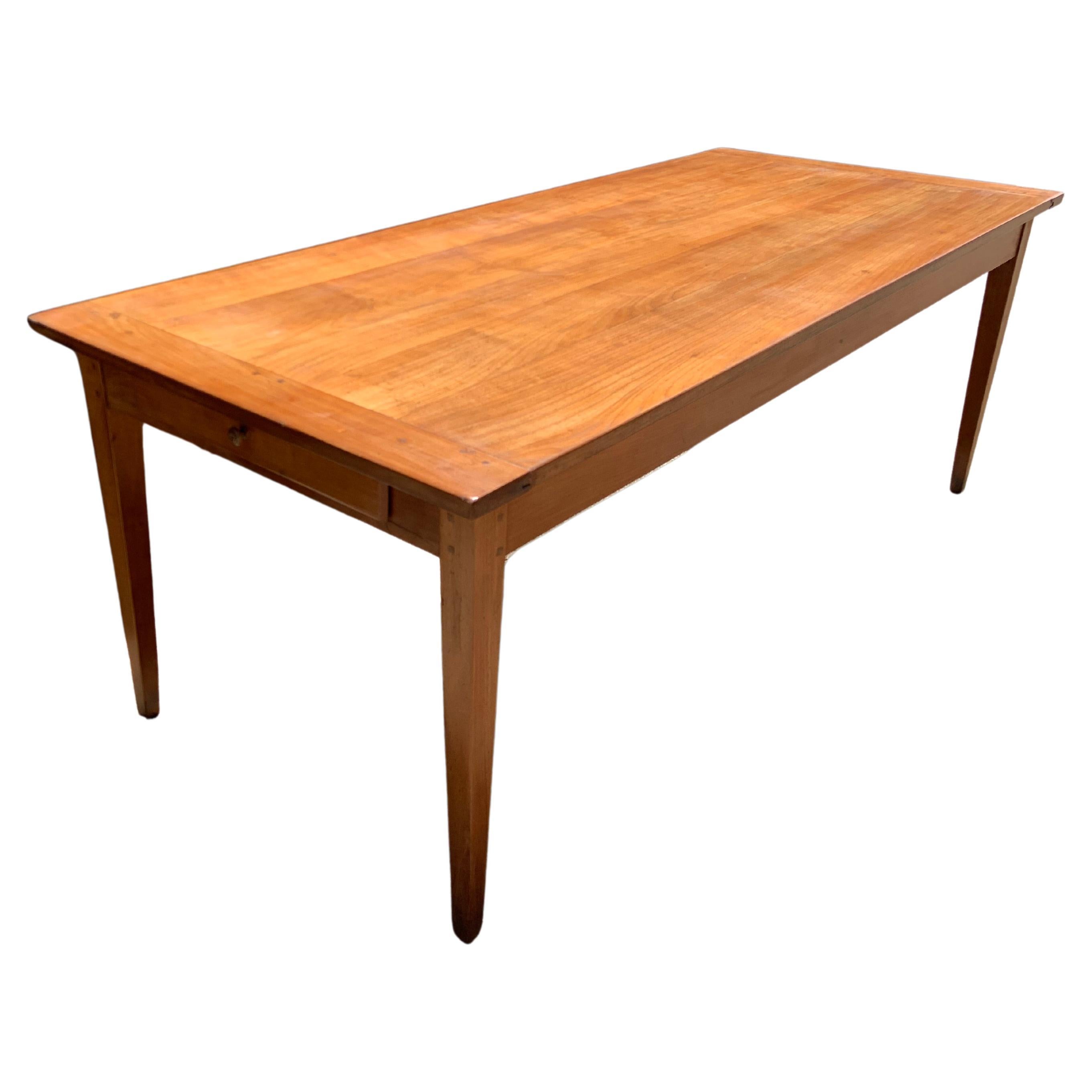 Antique Cherry Tapered Leg Dining Table with Drawer 