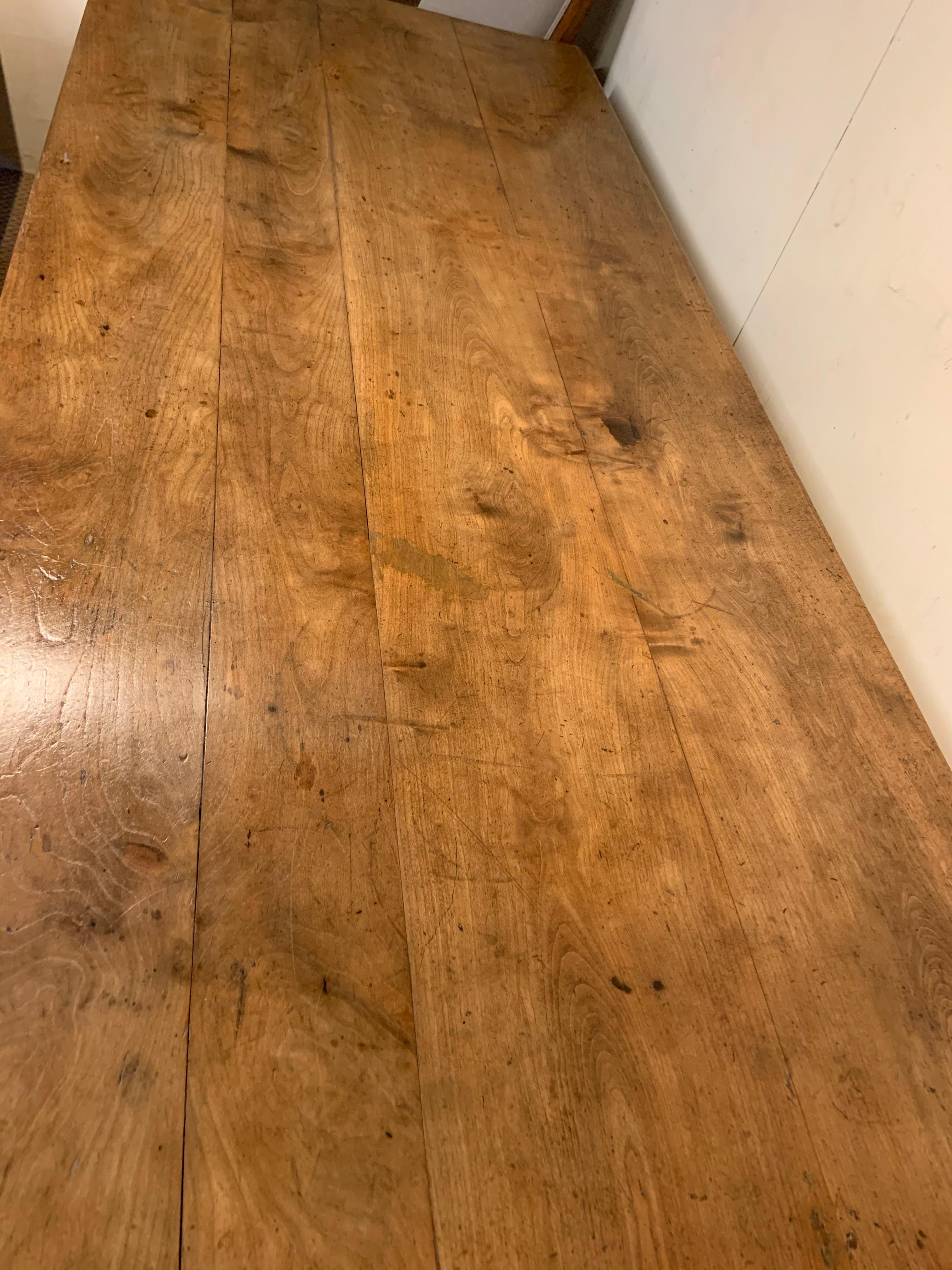 Hand-Crafted Antique Cherry Tapered Leg Farmhouse Table