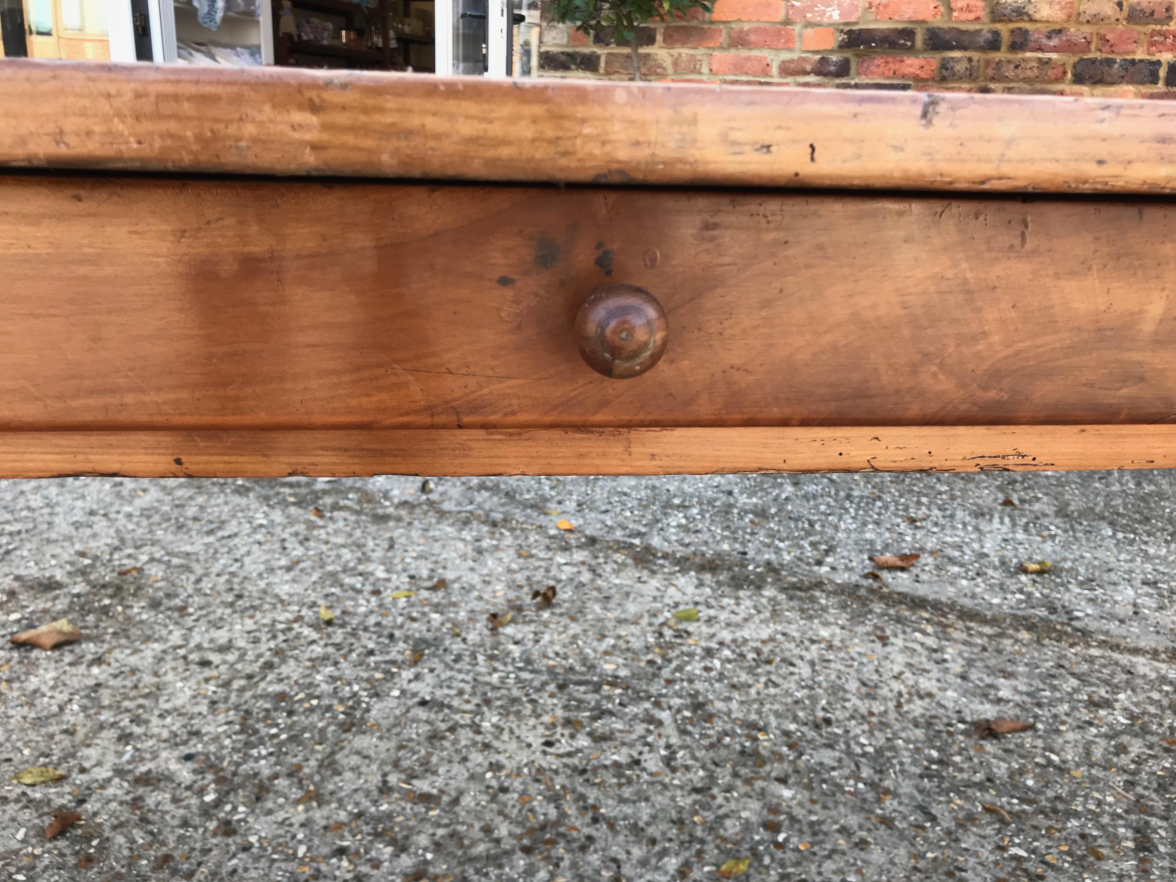 French Provincial Antique Cherry Tapered Leg Farmhouse Table