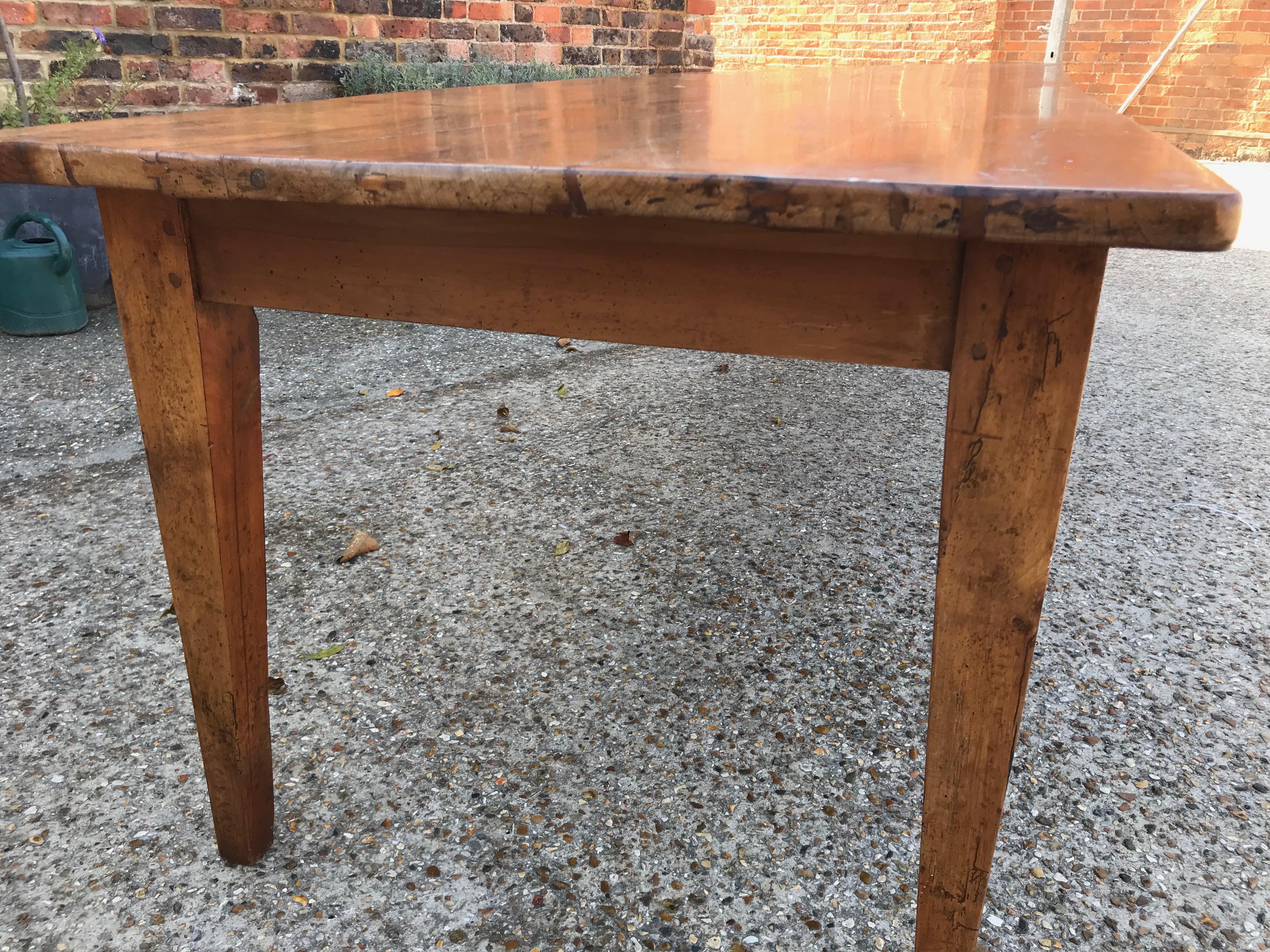 Hand-Crafted Antique Cherry Tapered Leg Farmhouse Table