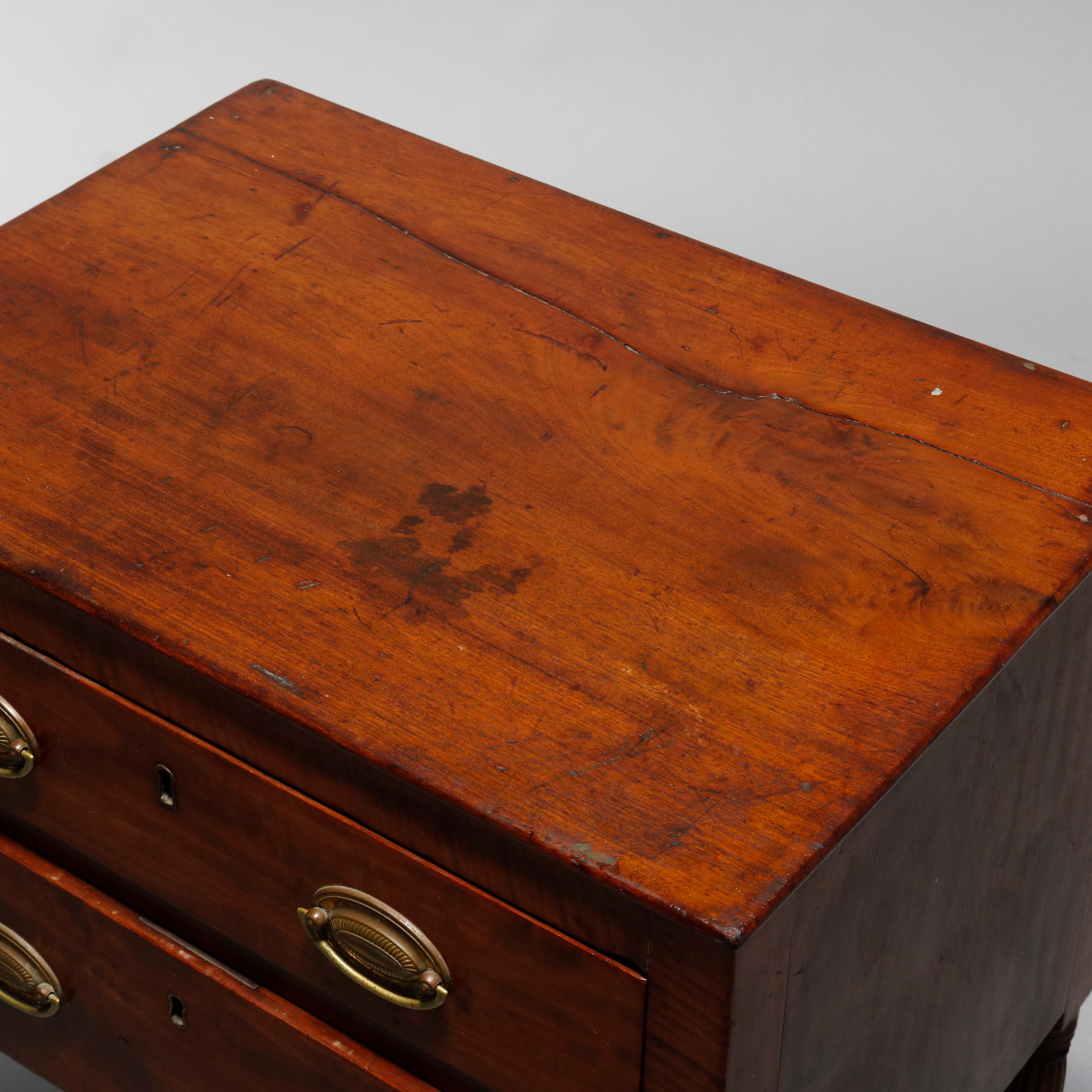 Antique Cherry & Tiger Maple Sheraton Two Drawer End Stand, Circa 1830 3