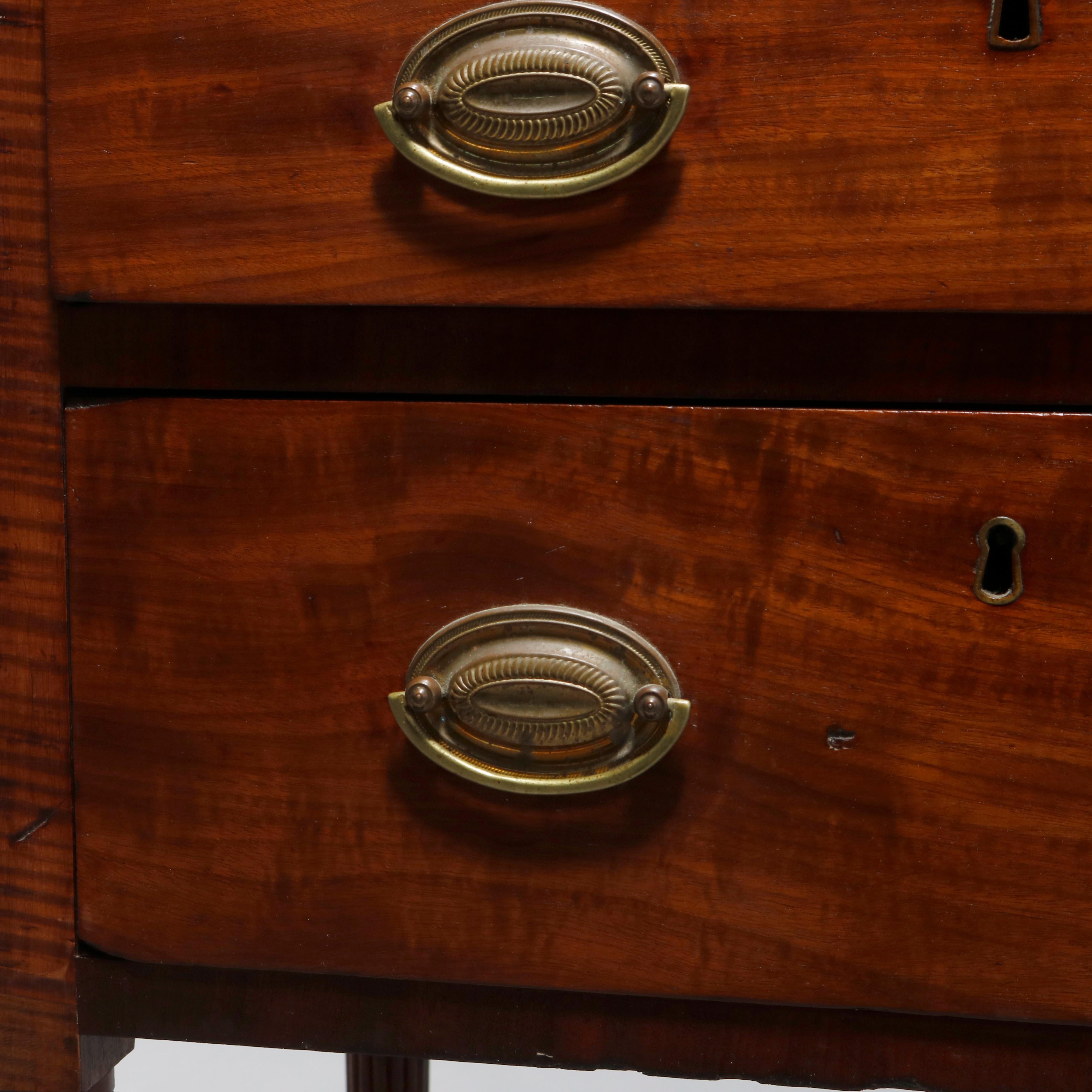 American Antique Cherry & Tiger Maple Sheraton Two Drawer End Stand, Circa 1830