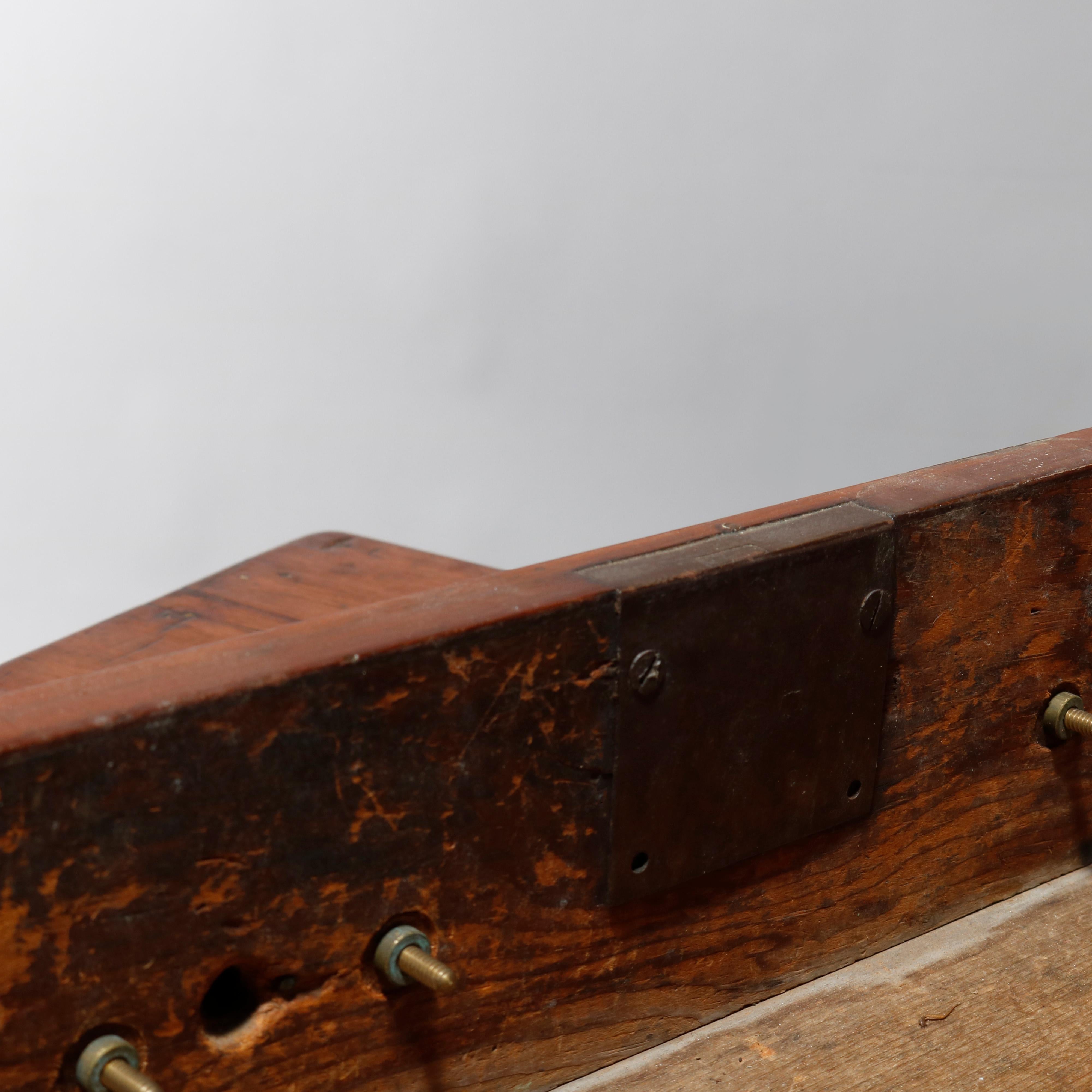 Metal Antique Cherry & Tiger Maple Sheraton Two Drawer End Stand, Circa 1830