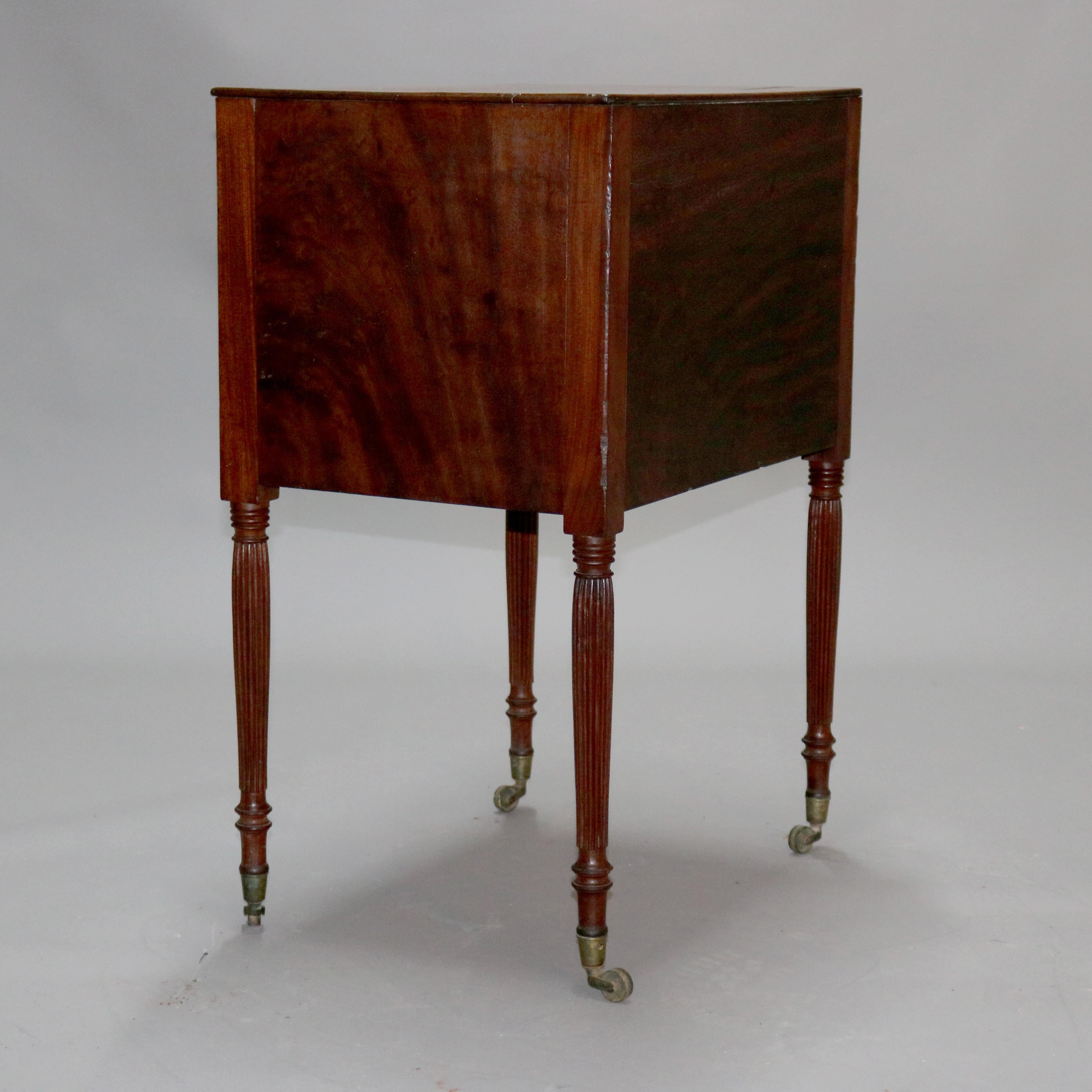 Antique Cherry & Tiger Maple Sheraton Two Drawer End Stand, Circa 1830 2