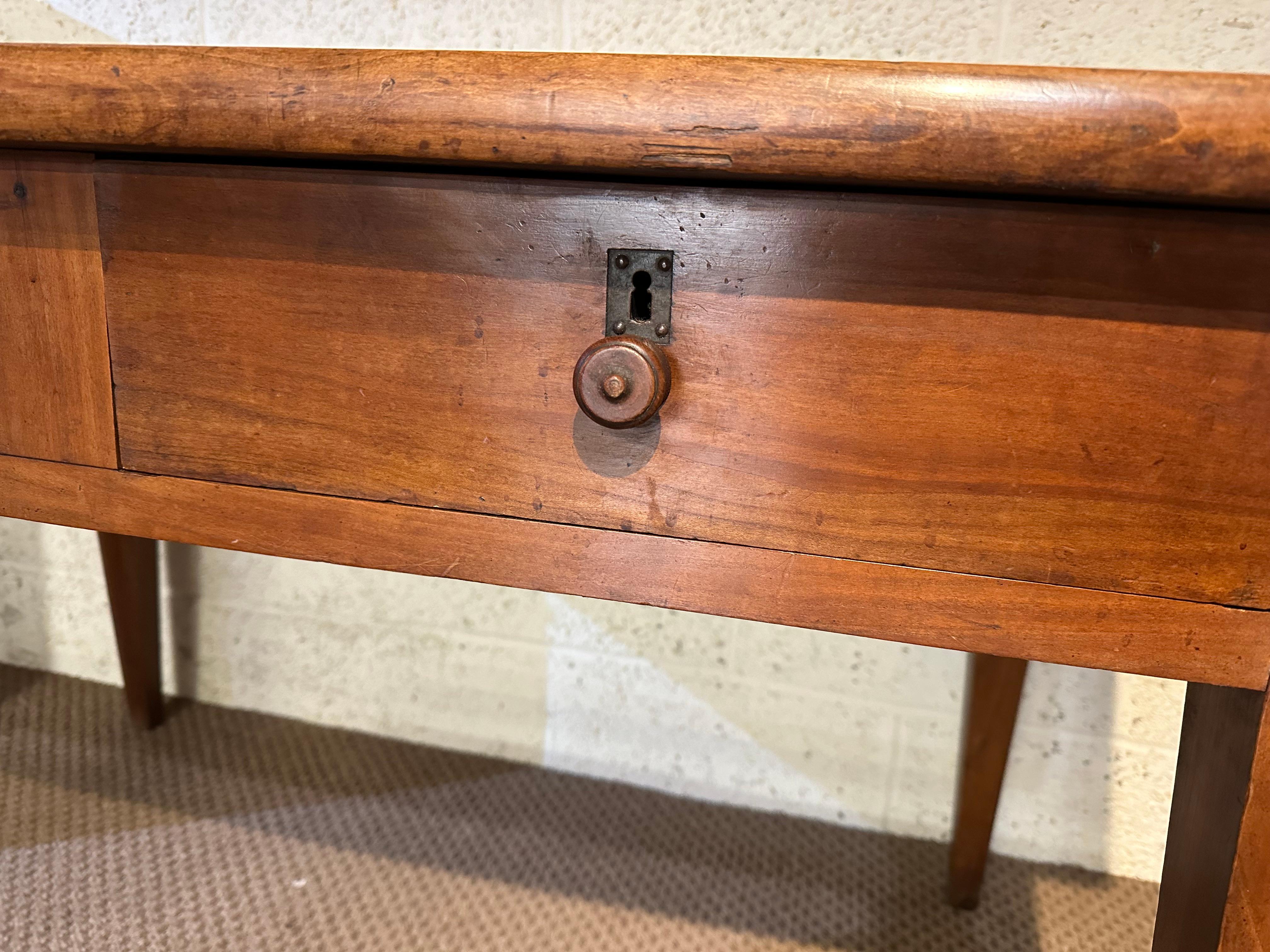 Hand-Crafted Antique Cherry Two Drawer Desk For Sale