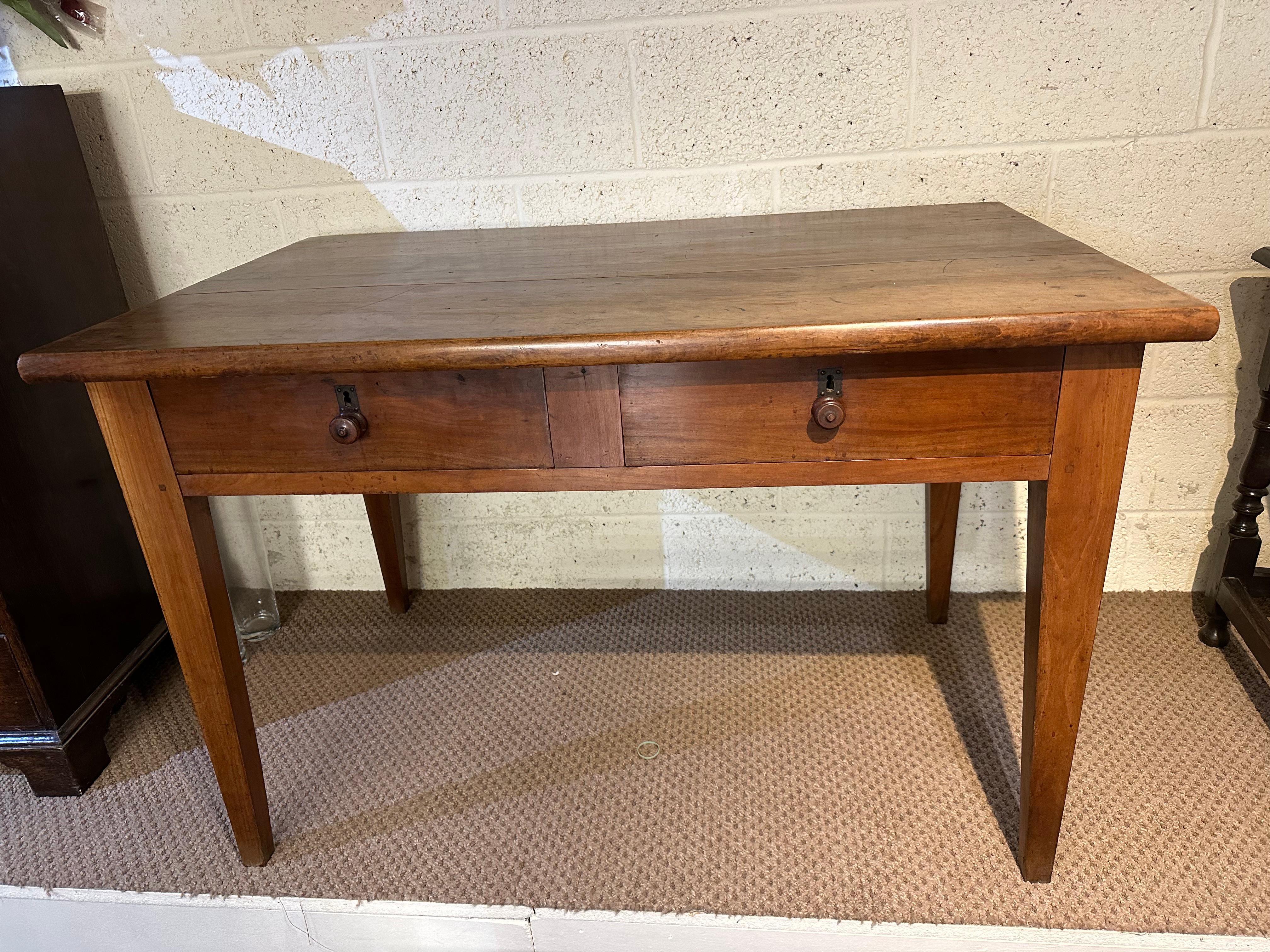 Antique Cherry Two Drawer Desk In Good Condition For Sale In Billingshurst, GB