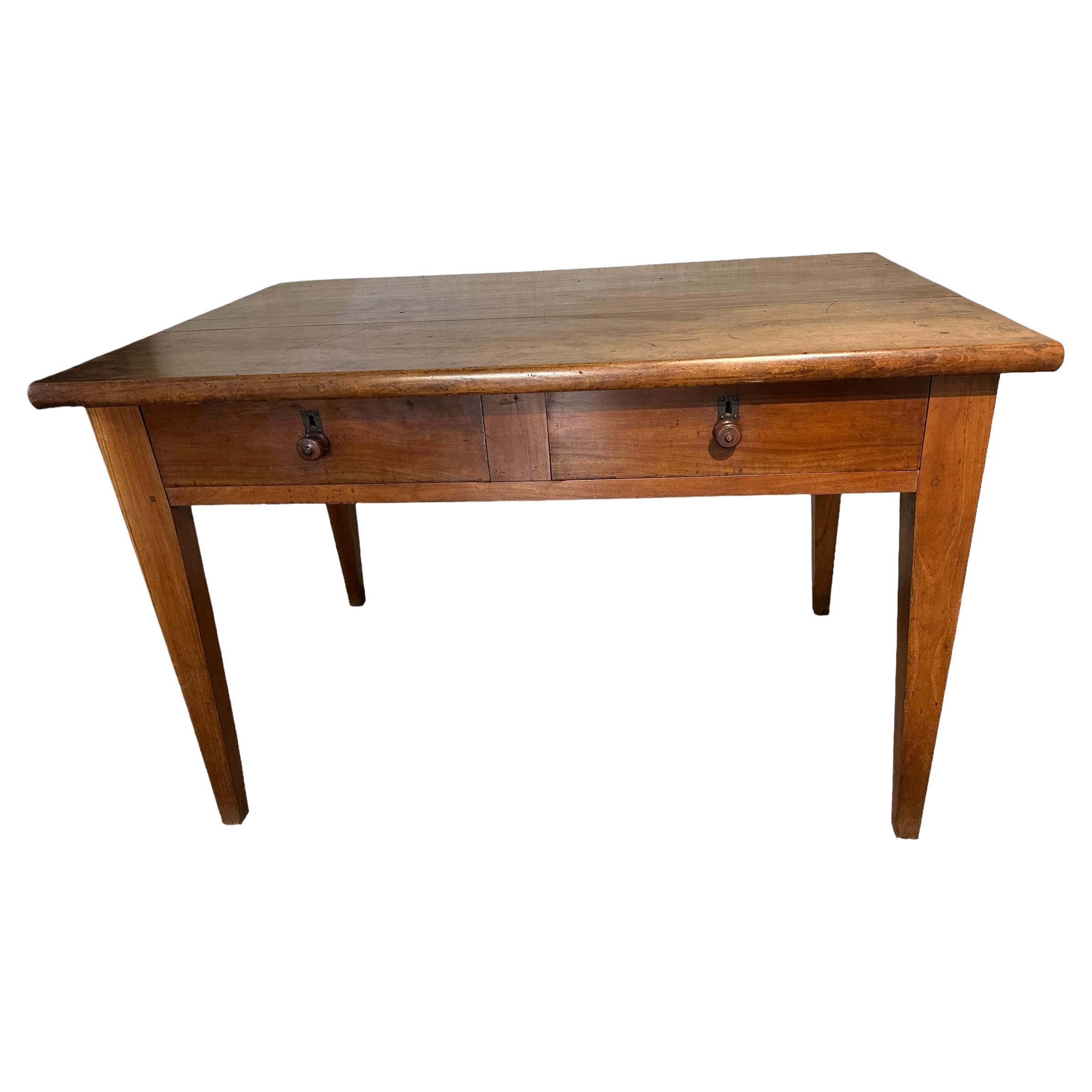 Antique Cherry Two Drawer Desk For Sale