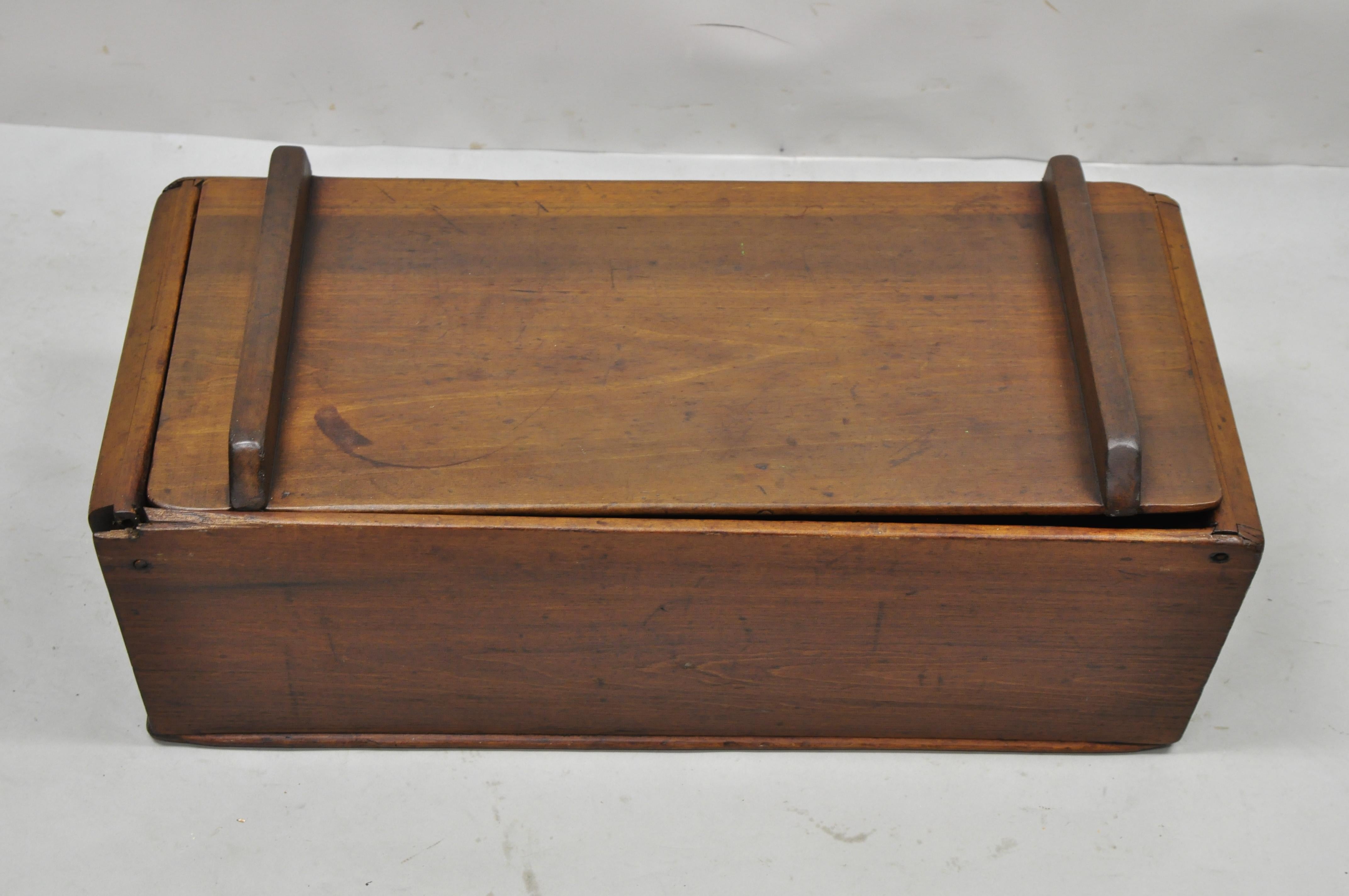 Antique Cherry Wood American Rustic Dough Bread Box Trunk Chest Bin 3