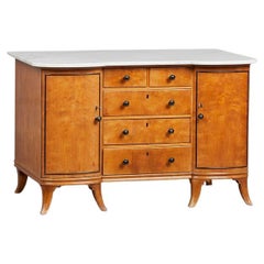 Antique Cherry Wood Chest of Drawers with Marble Top, 1920's