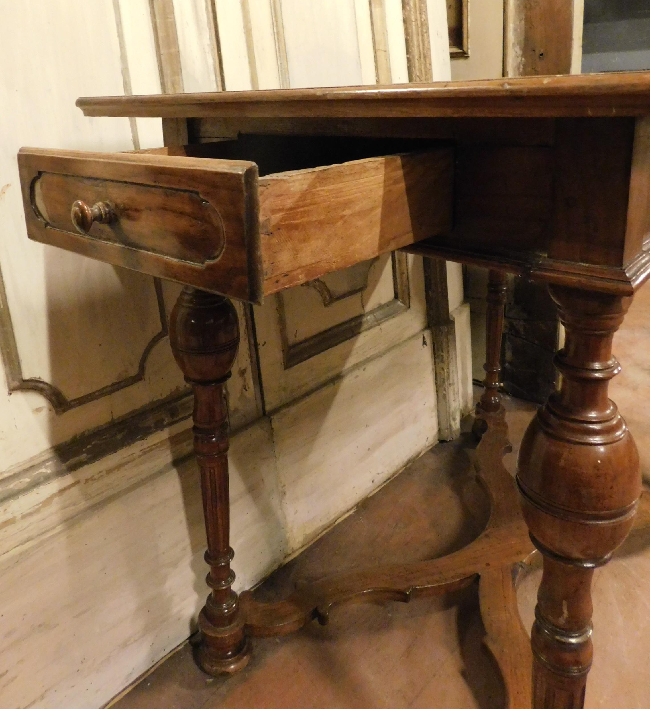 Antique Cherry Wood Table with Hand Carved Legs, 18th Century, Italy For Sale 4