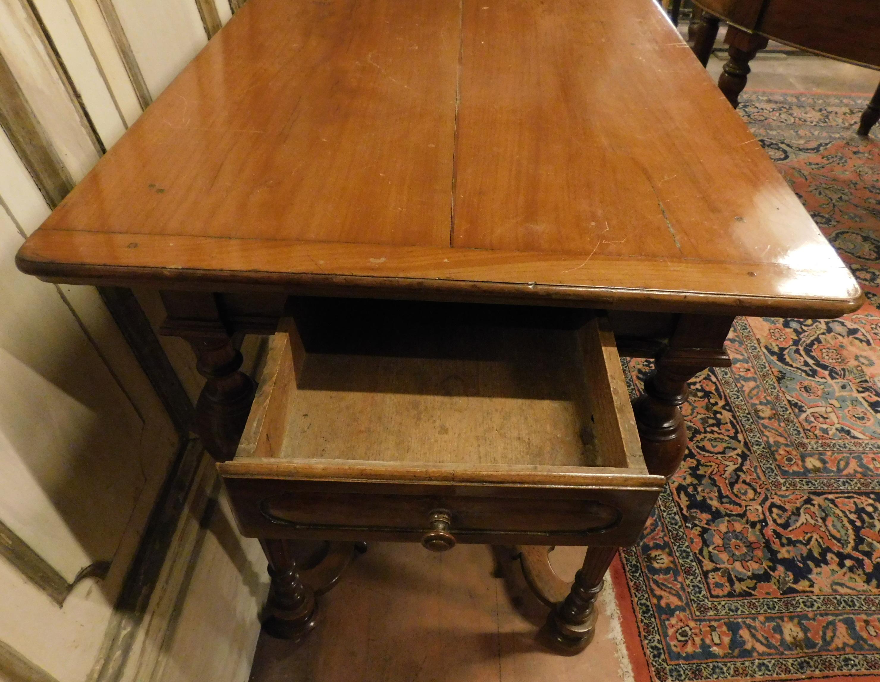 Antique Cherry Wood Table with Hand Carved Legs, 18th Century, Italy For Sale 5