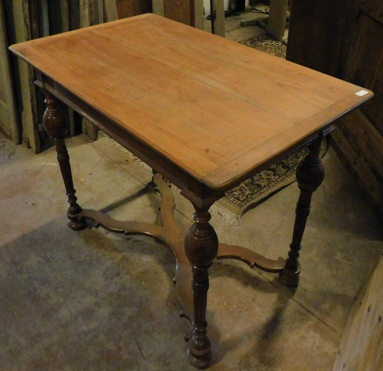 Antique Cherry Wood Table with Hand Carved Legs, 18th Century, Italy