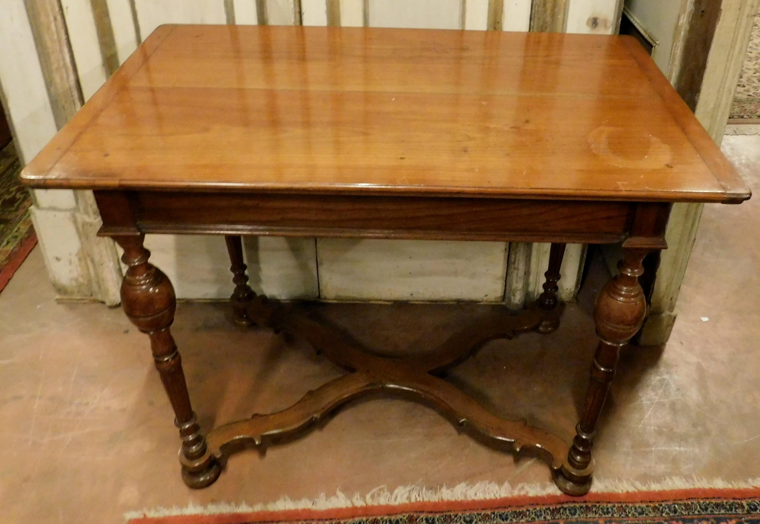 Antique Cherry Wood Table with Hand Carved Legs, 18th Century, Italy For Sale 2