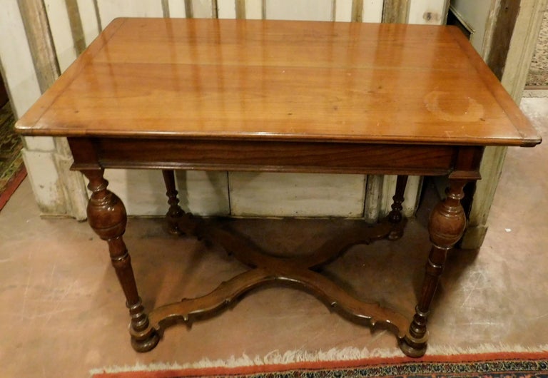 Antique Cherry Wood Table with Hand Carved Legs, 18th Century, Italy