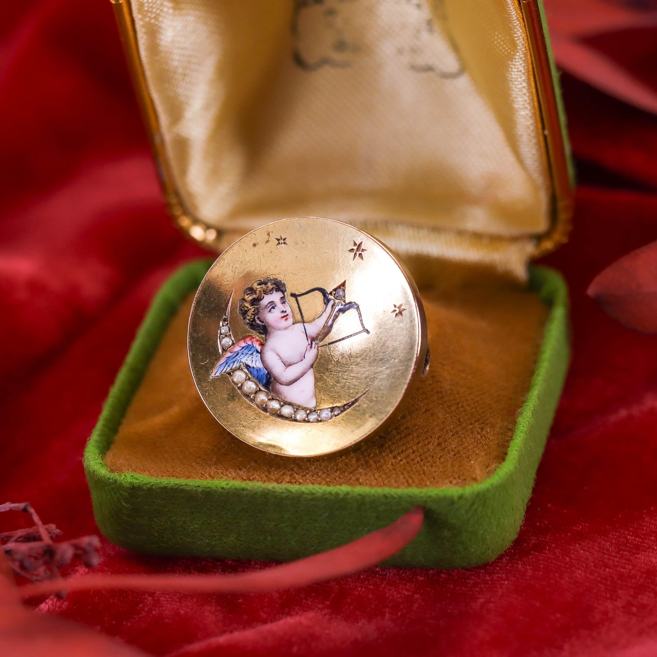 Antiguo Broche Querubín de Oro de 14k en Bueno estado para la venta en Lewisburg, PA